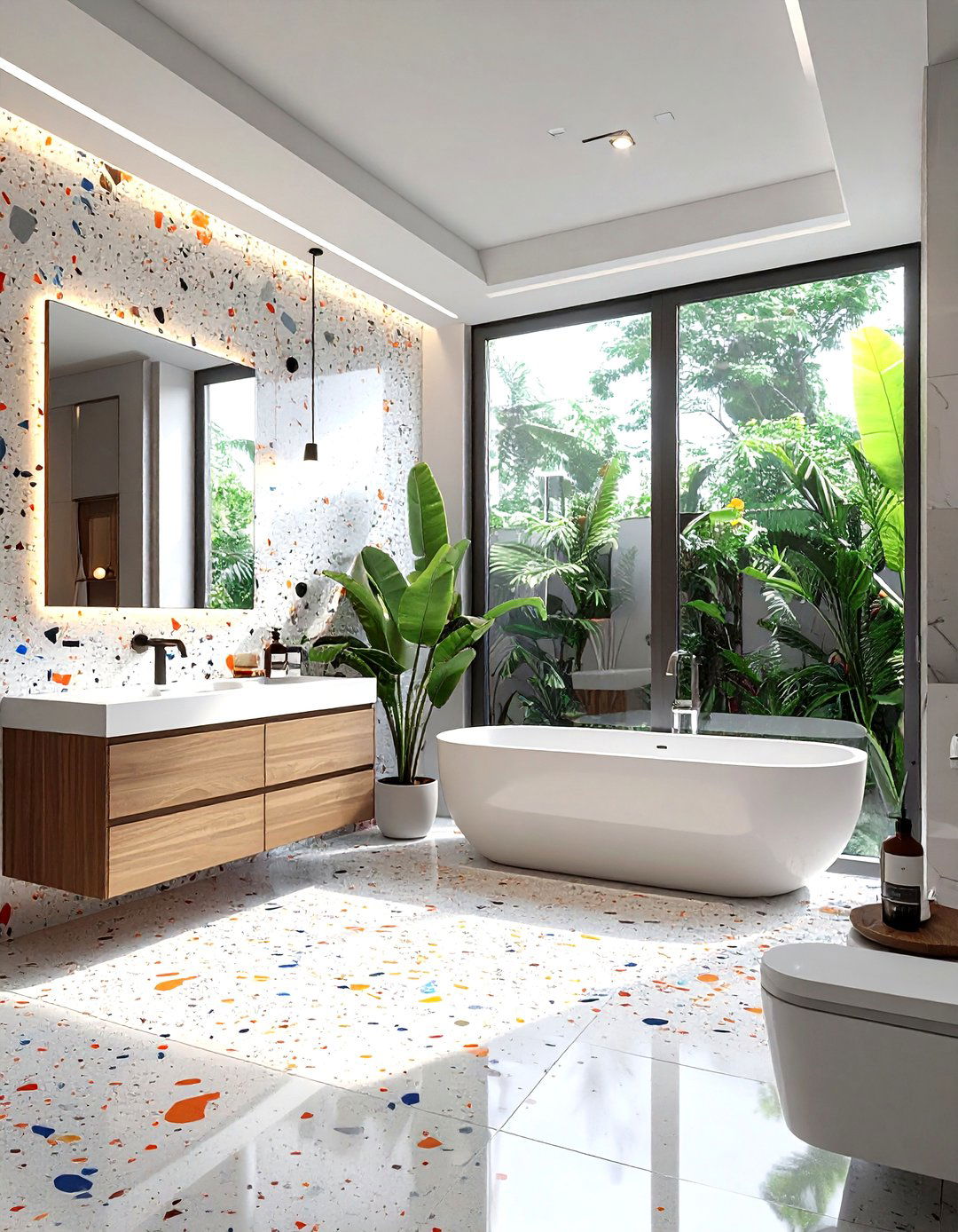 Bold terrazzo pattern - 30 terrazzo tile bathroom ideas