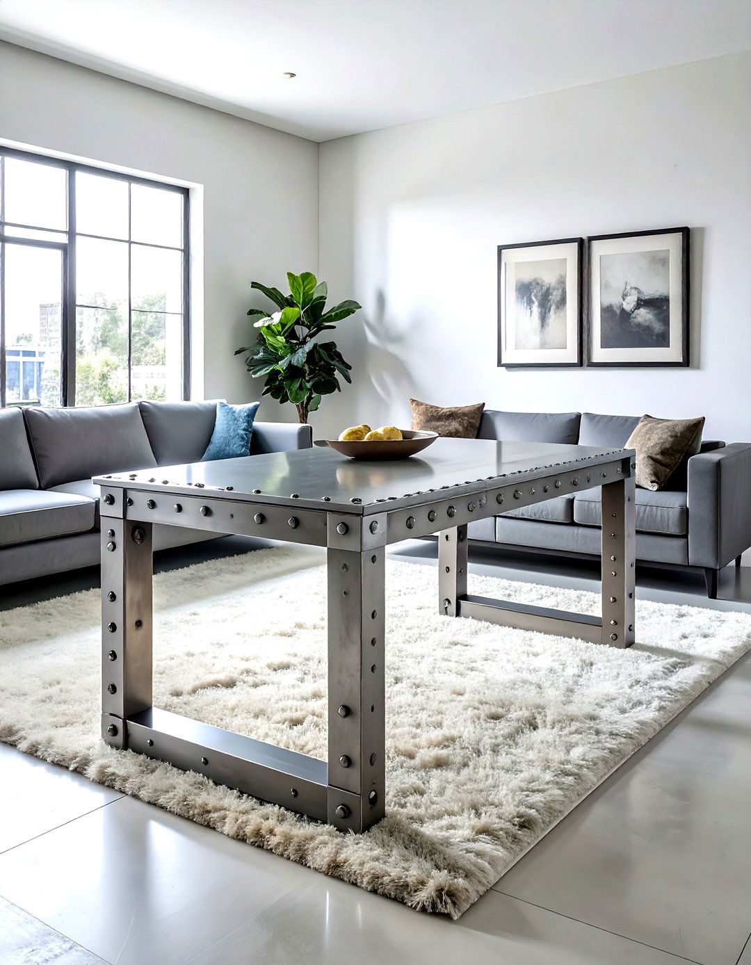 Bolted steel furniture - 30 living room industrial furniture ideas