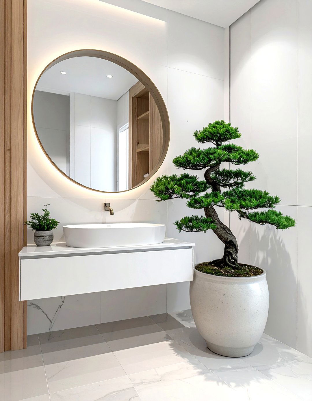 Bonsai bathroom plant - 30 zen bathroom ideas