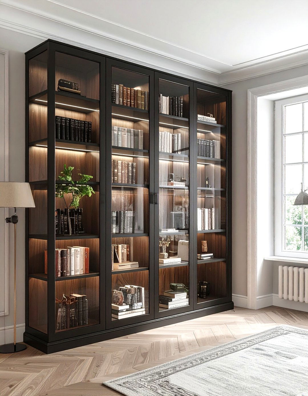 Bookcase with doors - 30 living room clever storage ideas