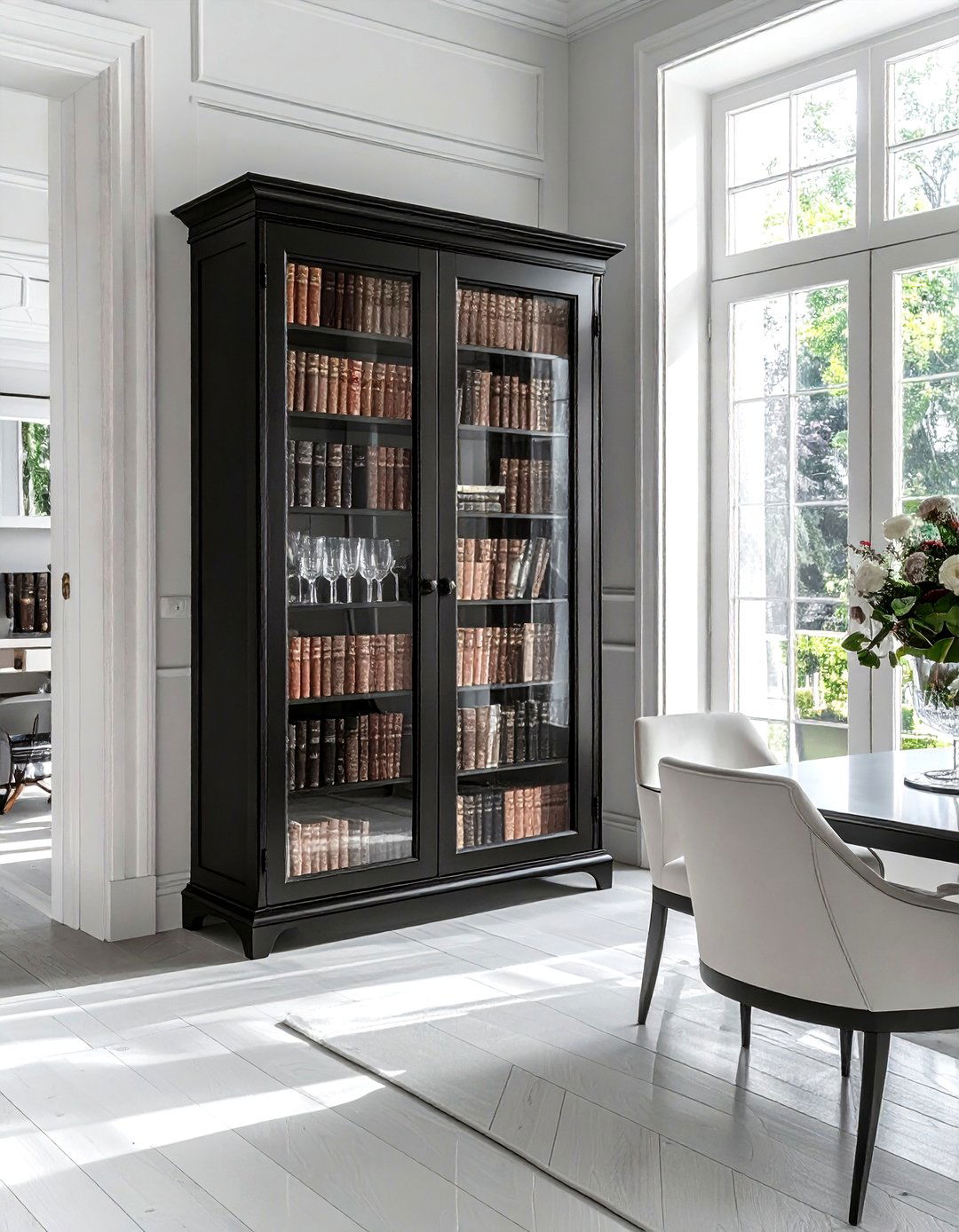 Books in glass cabinet - 30 book styling ideas