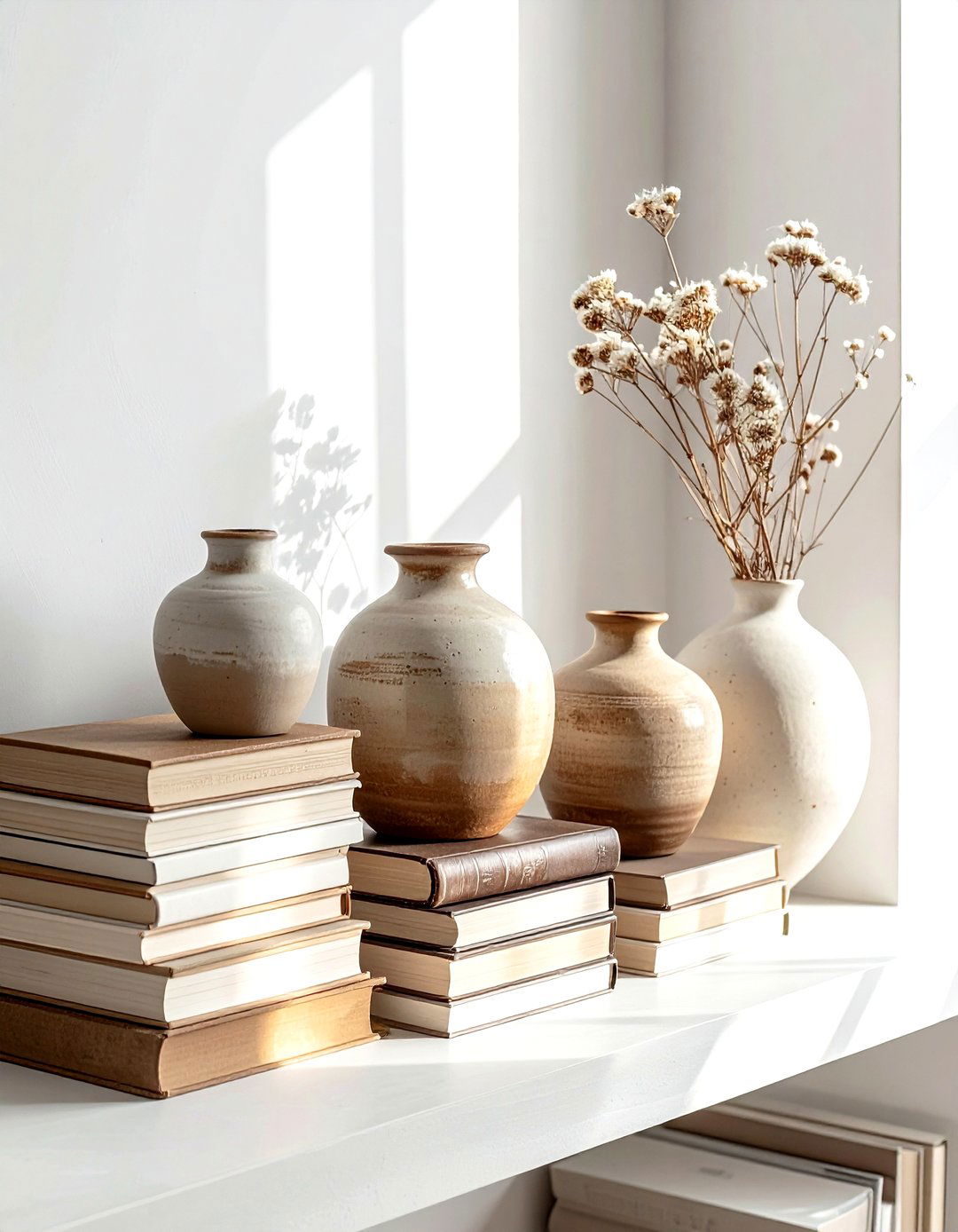 Books with ceramic decor - 30 book styling ideas