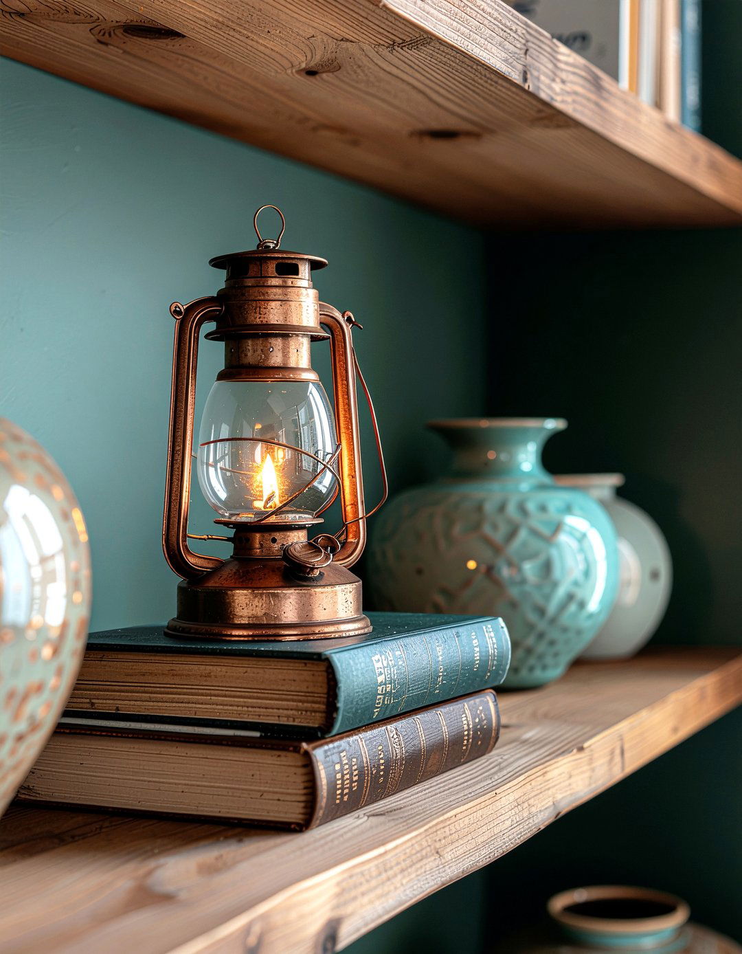 Bookshelf Accent Lantern - 30 lantern decor ideas