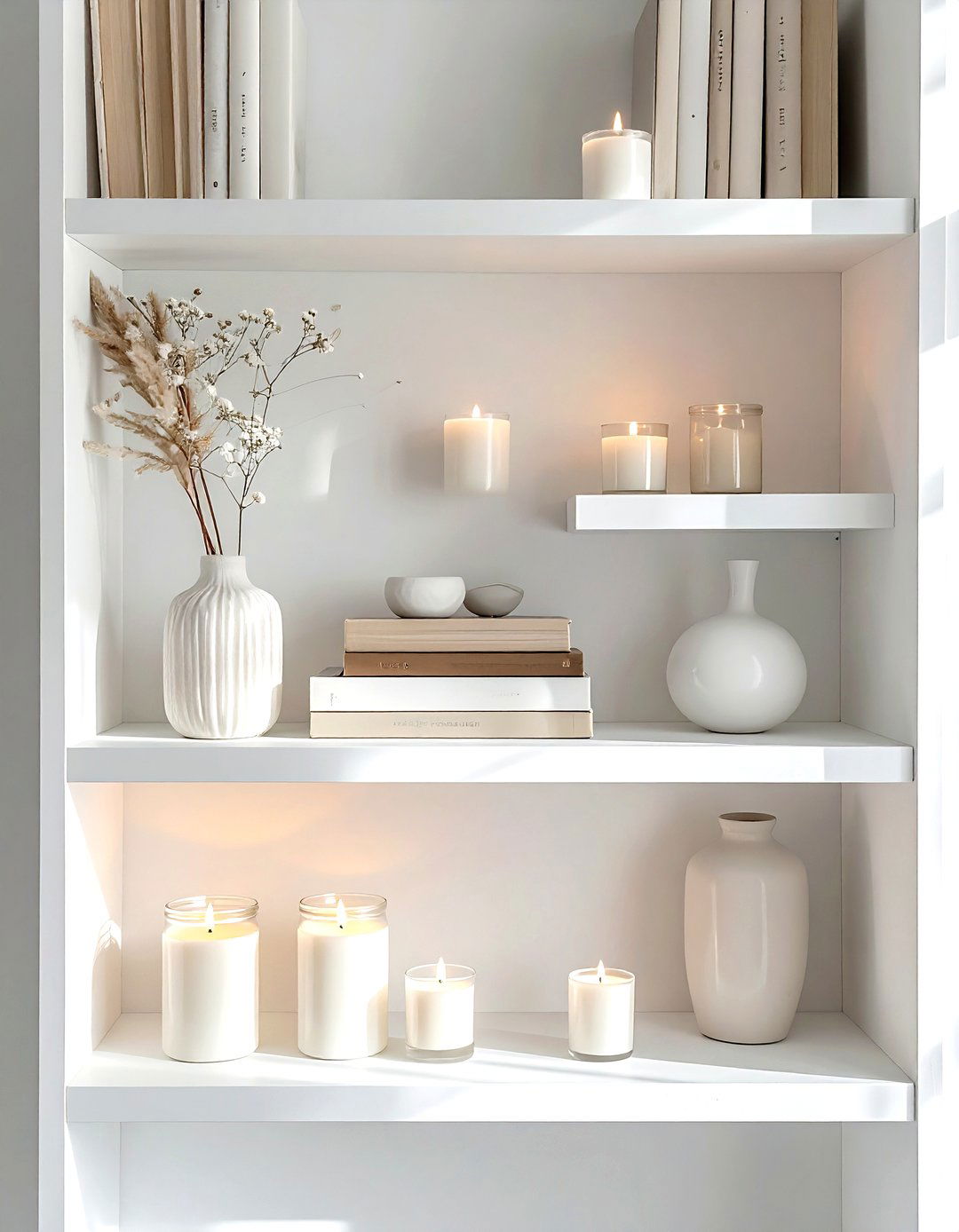 Bookshelf Candle Styling - 30 candle decor ideas