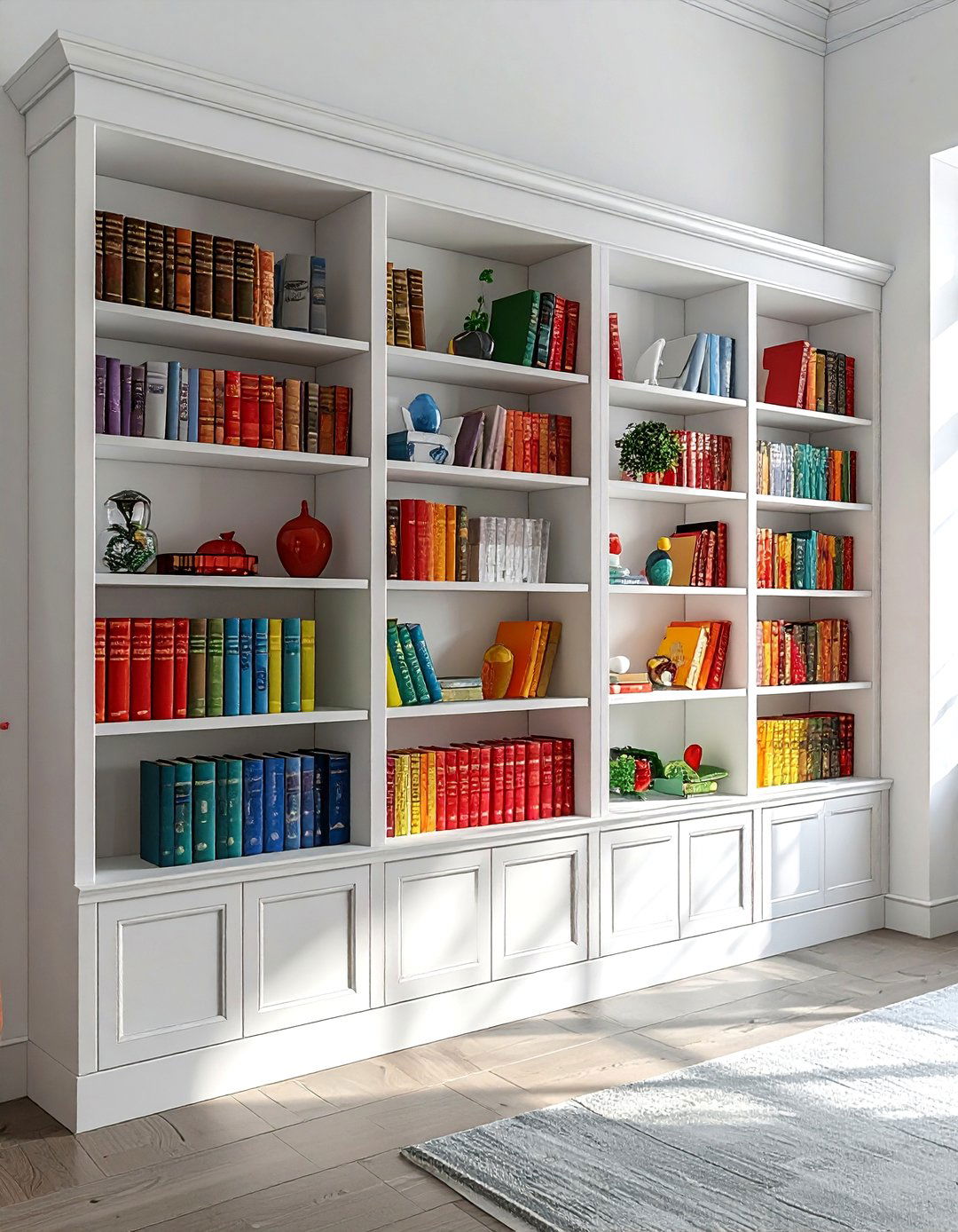 Bookshelf Color Coding - 30 inexpensive decor ideas