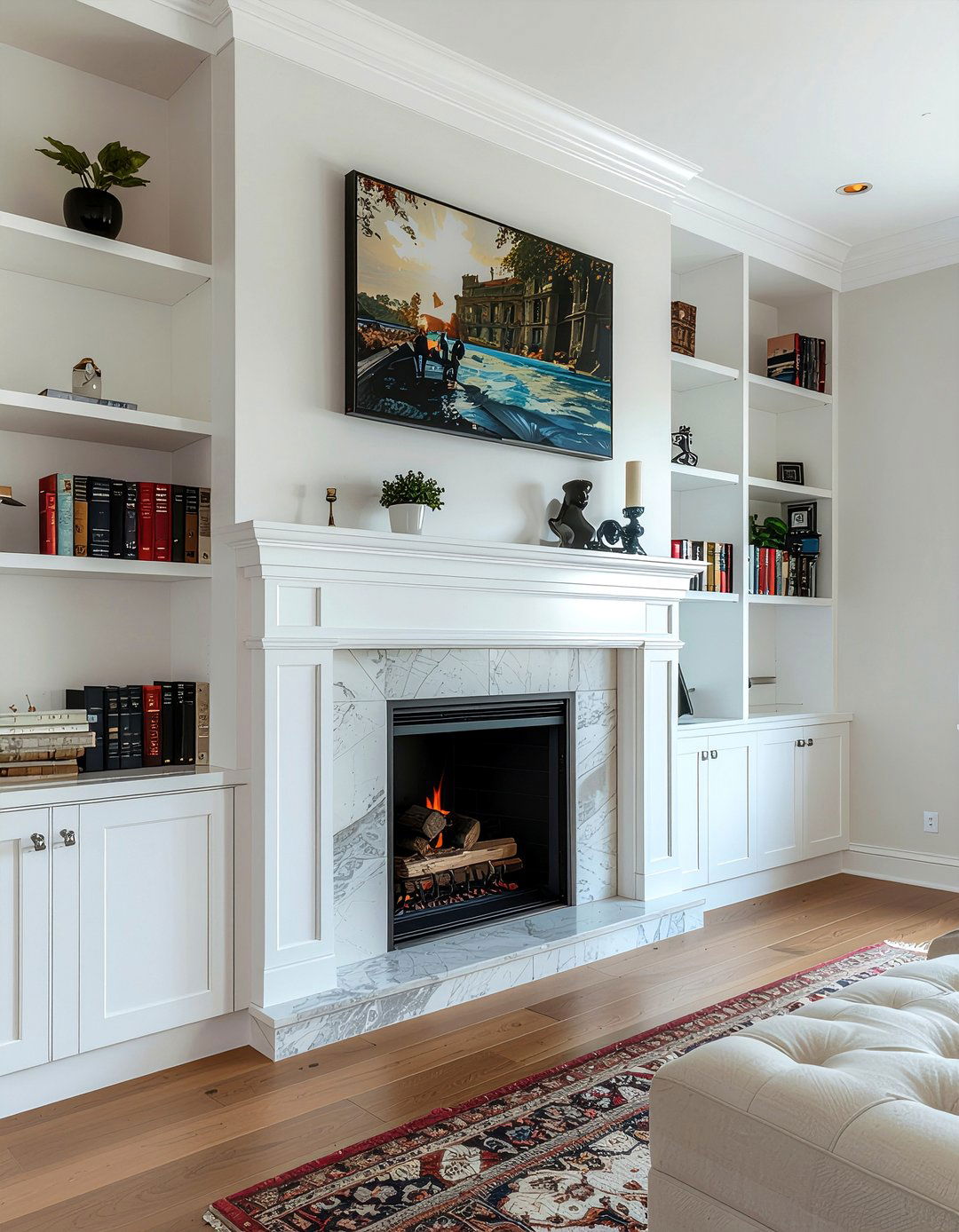 Bookshelf Fireplace Surround - 30 faux fireplace ideas