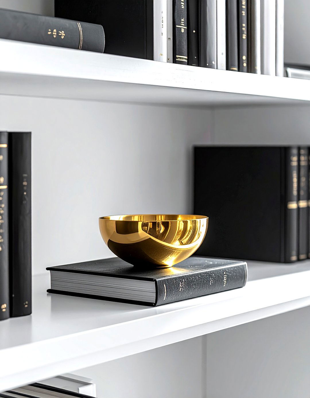 Bookshelf Gold Bowl - 30 bowl decor ideas