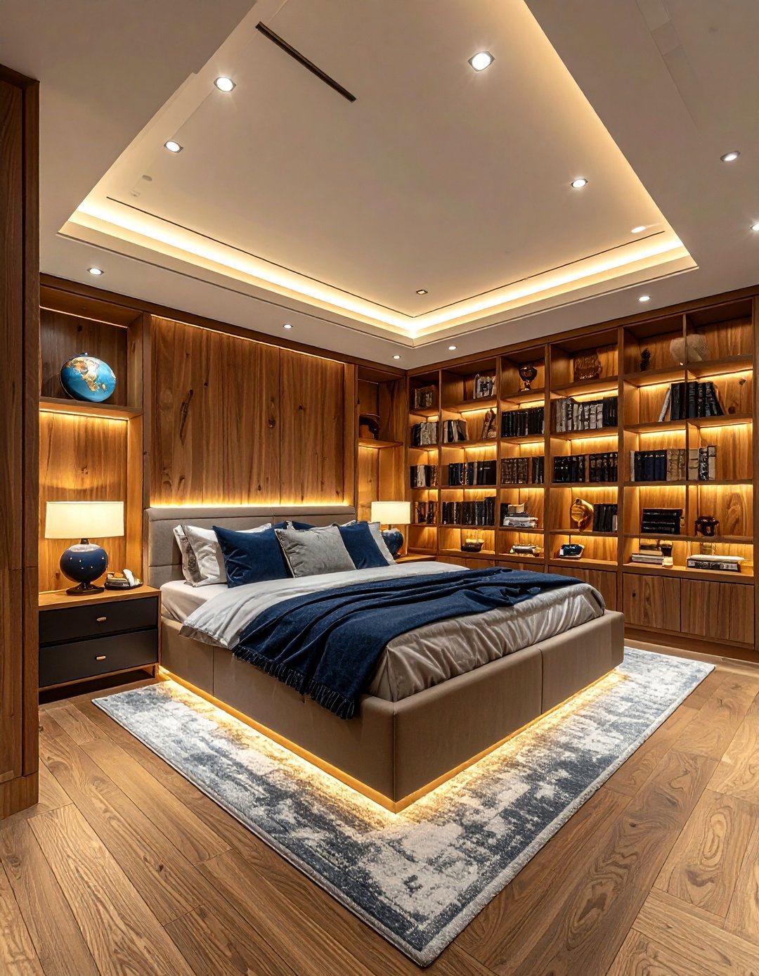 Bookshelf Integrated Led Lighting - 30 bedroom accent lighting ideas