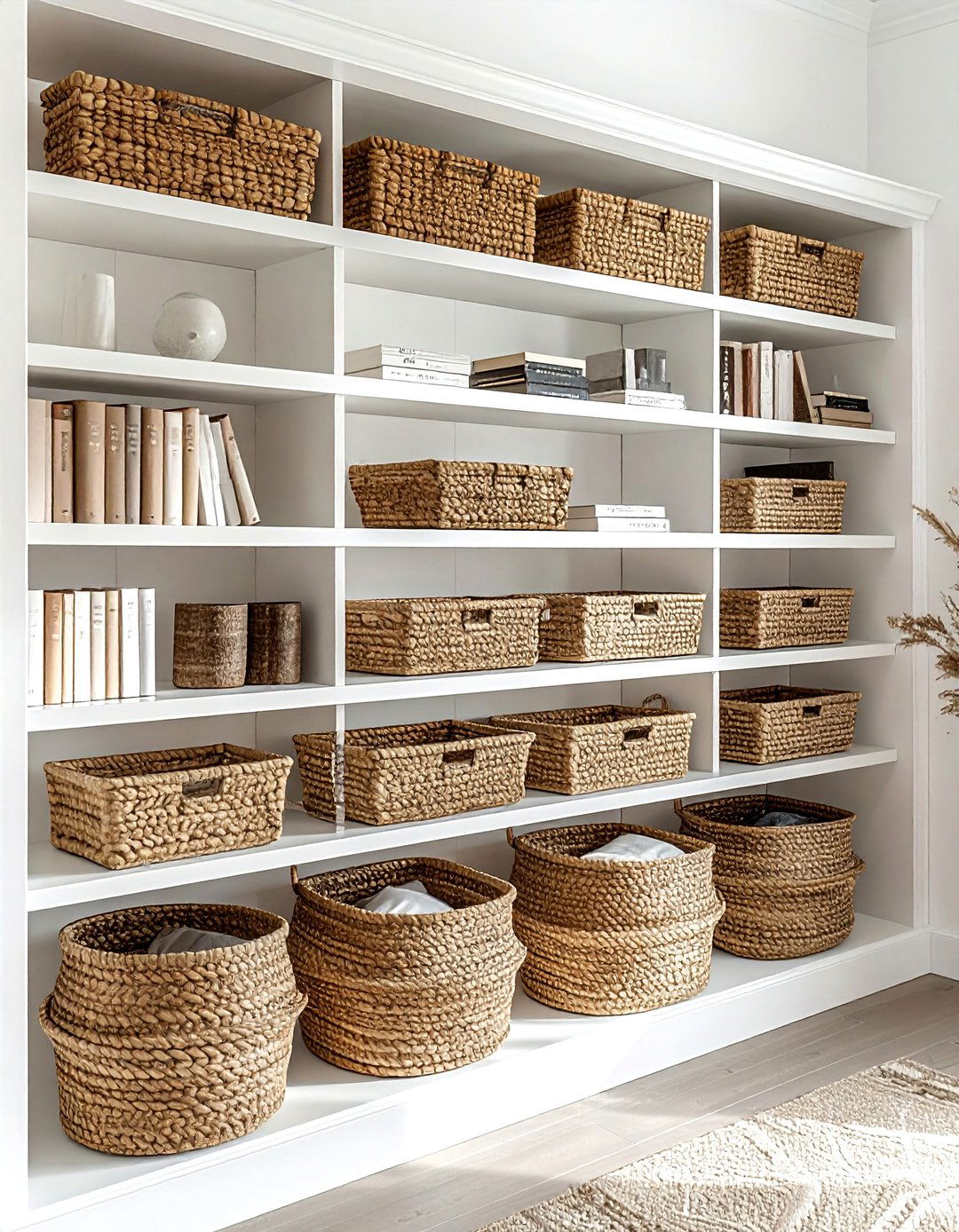 Bookshelf Storage Basket - 30 woven basket ideas
