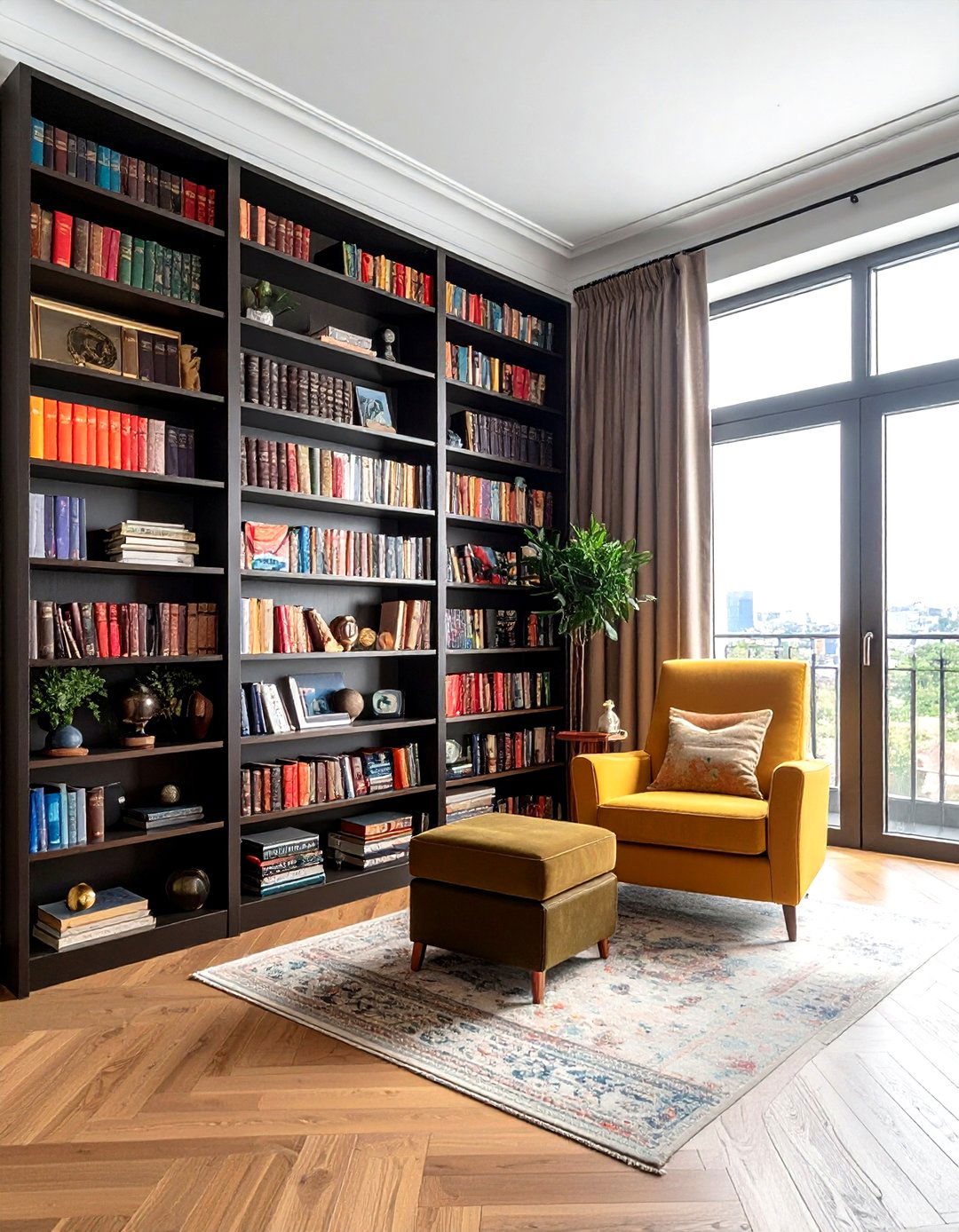 Bookshelf Wealth Aesthetic - 30 apartment decor ideas