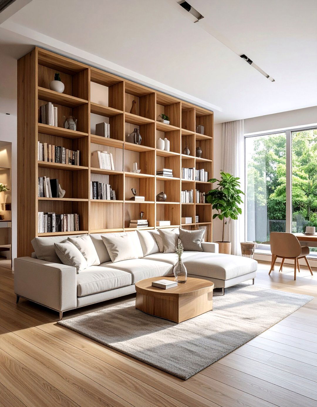 Bookshelf room partition - 30 living room hacks