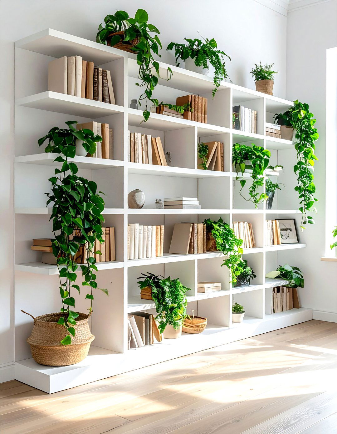 Bookshelf styling with plants - 30 book collection display ideas