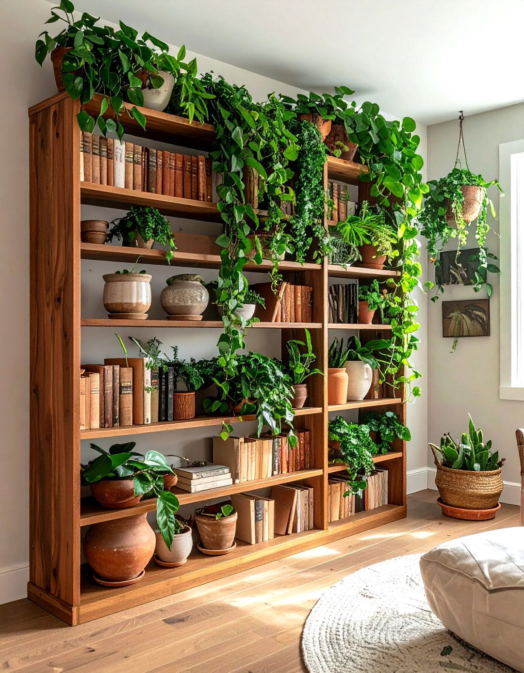 Bookshelf with plants - 30 bookshelf styling ideas