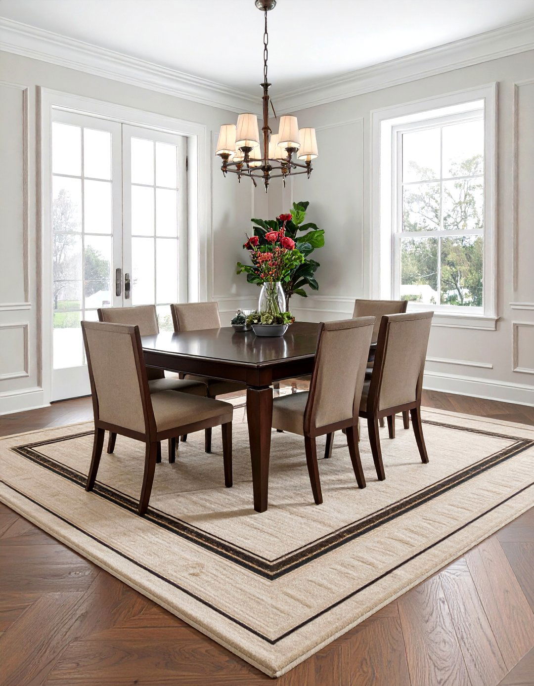 Bordered Square Rug - 30 square rug dining room ideas