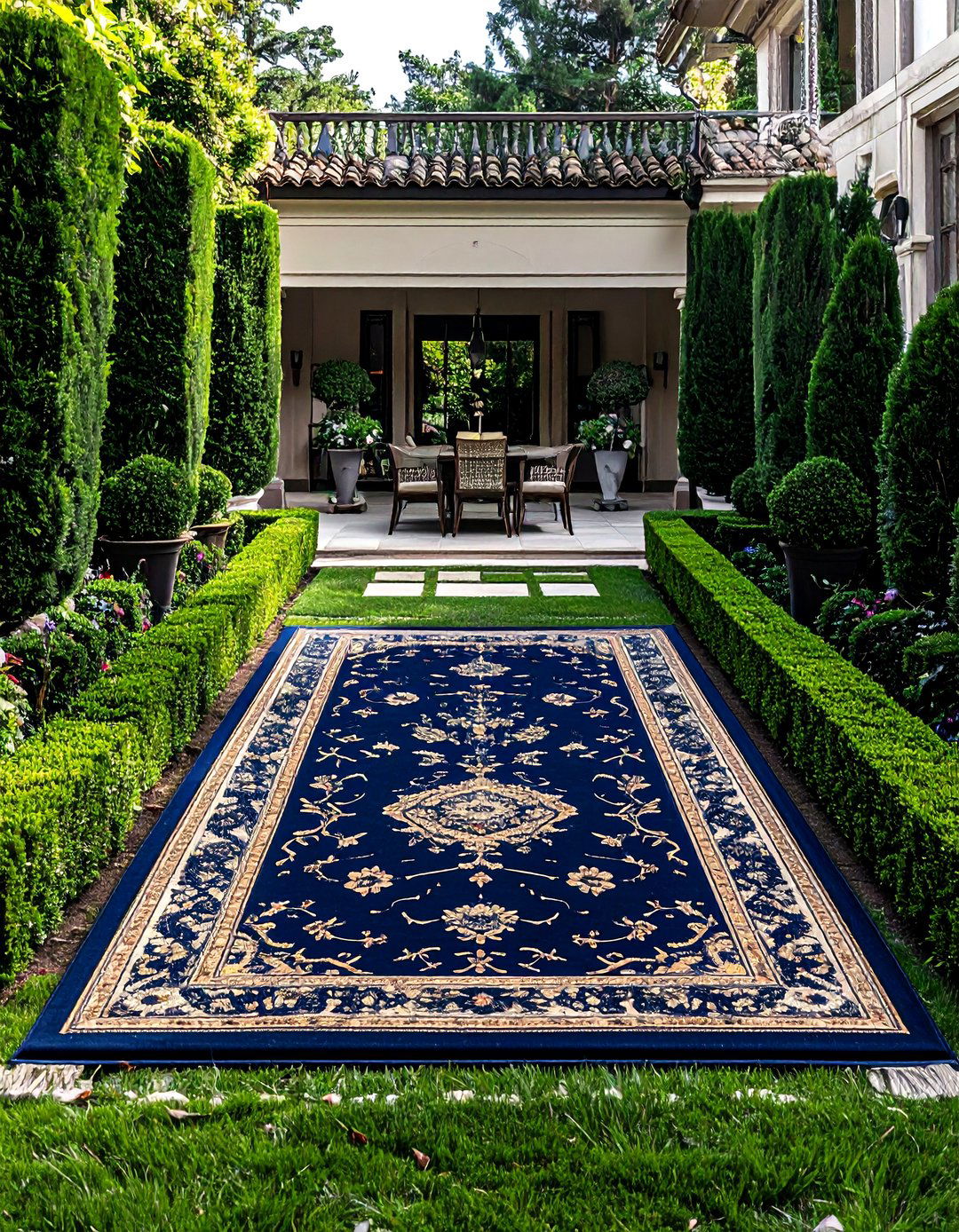 Bordered outdoor rug - 30 outdoor rug ideas