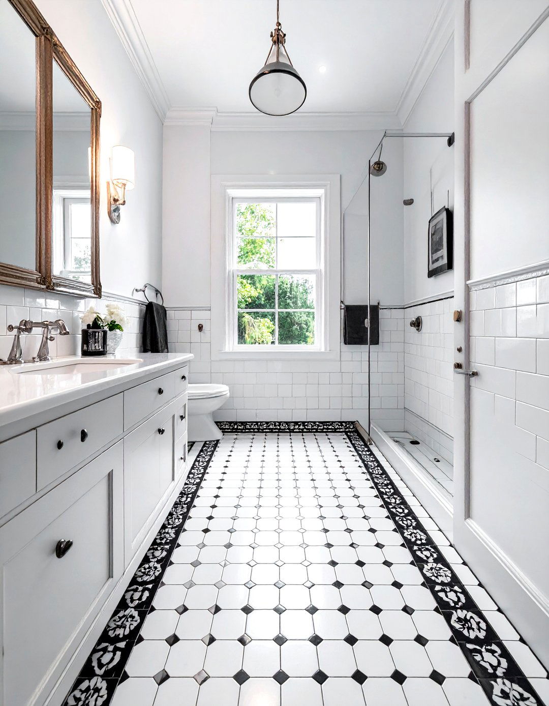 Bordered penny tile - 30 small tile bathroom ideas