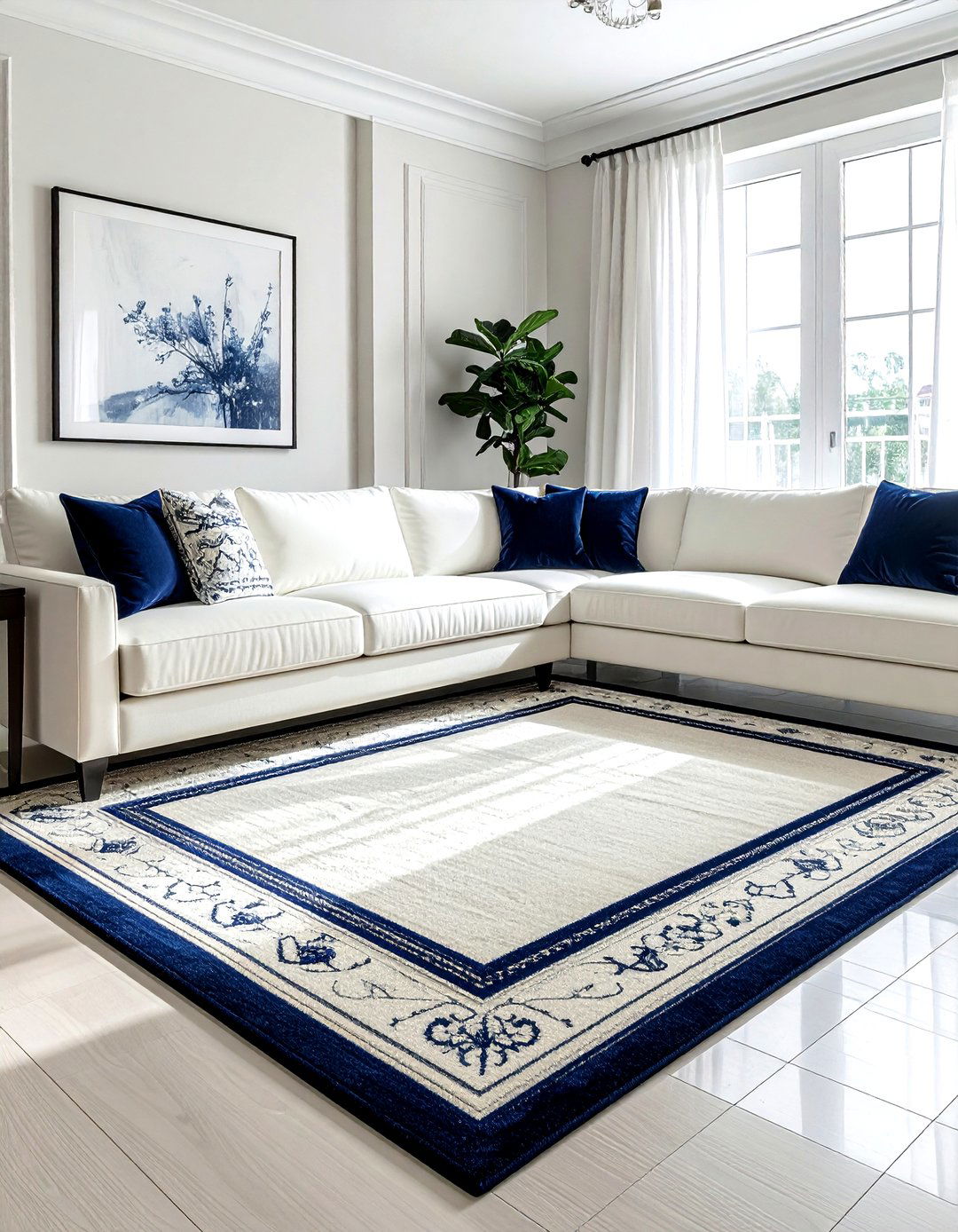 Bordered rug living room - 30 living room rug ideas