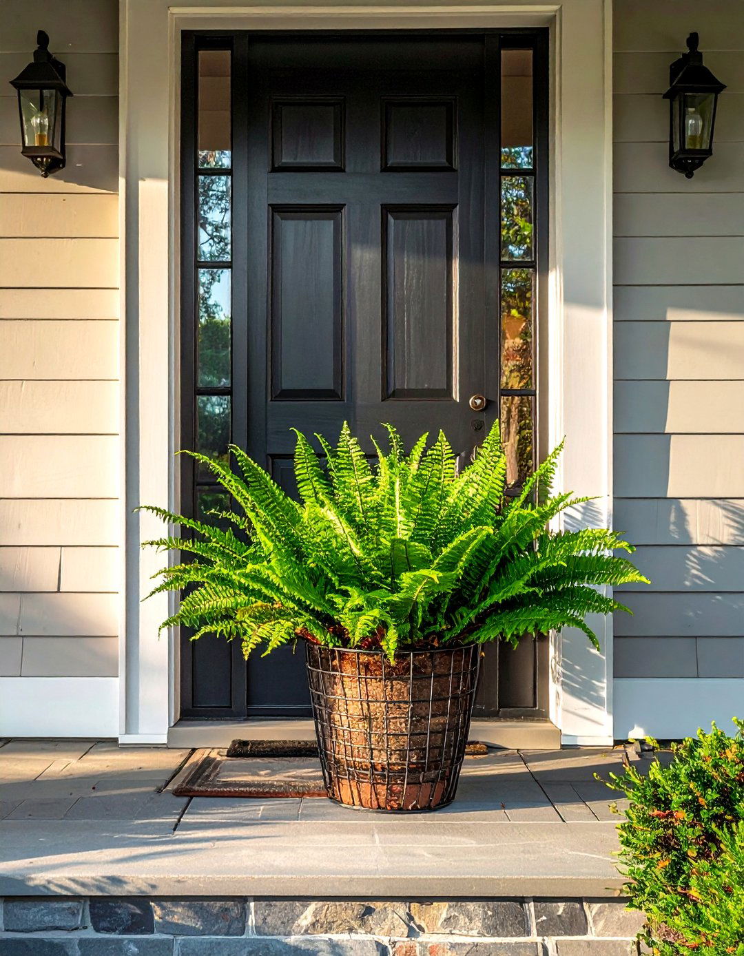 Boston Fern On Front Porch - 30 hanging plant ideas