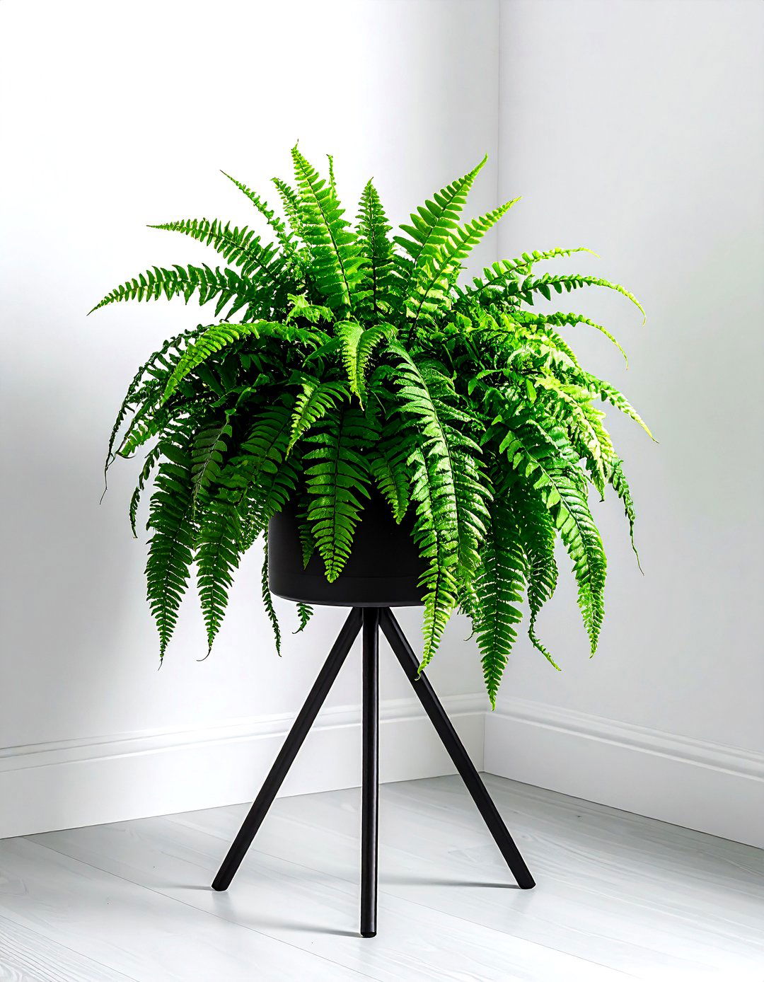Boston Fern in Dining Room Corner Stand - 30 dining room indoor plant ideas