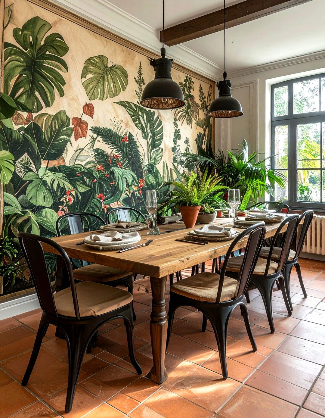 Botanical Mural Dining Room - 30 floral dining room ideas