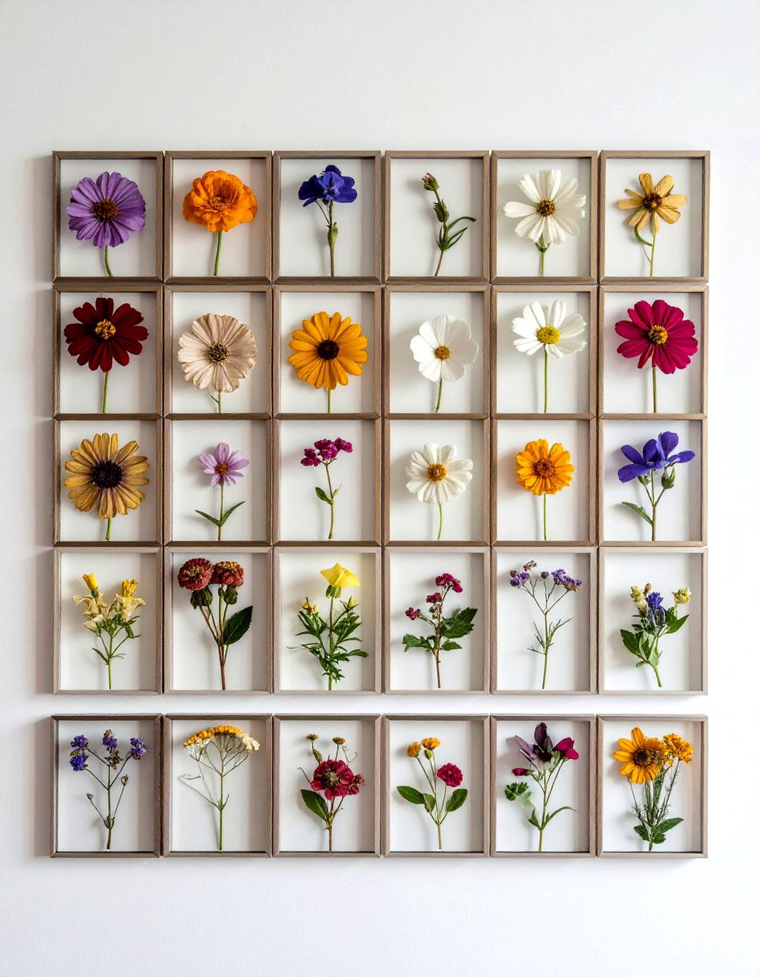 Botanical Pressed Flower Wall - 30 world traveler decor ideas
