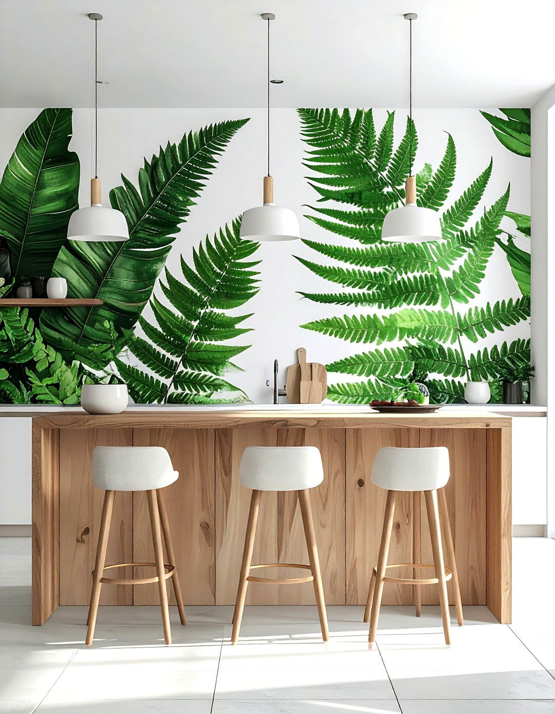 Botanical Print Kitchen Mural - 30 peel and stick kitchen ideas