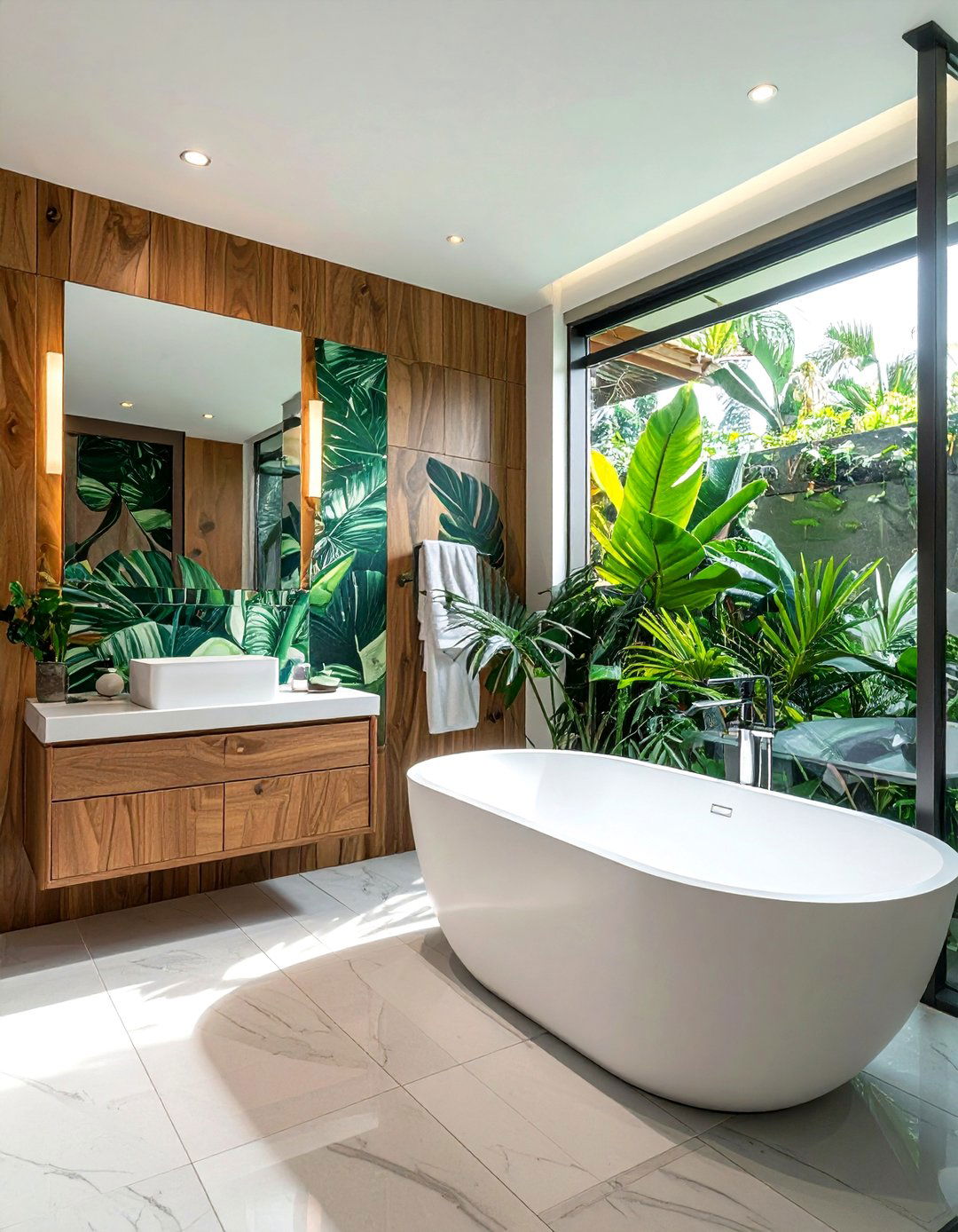 Botanical Tile Wall - 30 feature wall tile bathroom ideas