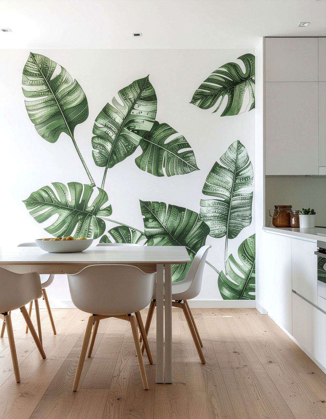 Botanical Wall Mural Kitchen - 30 kitchen accent wall ideas