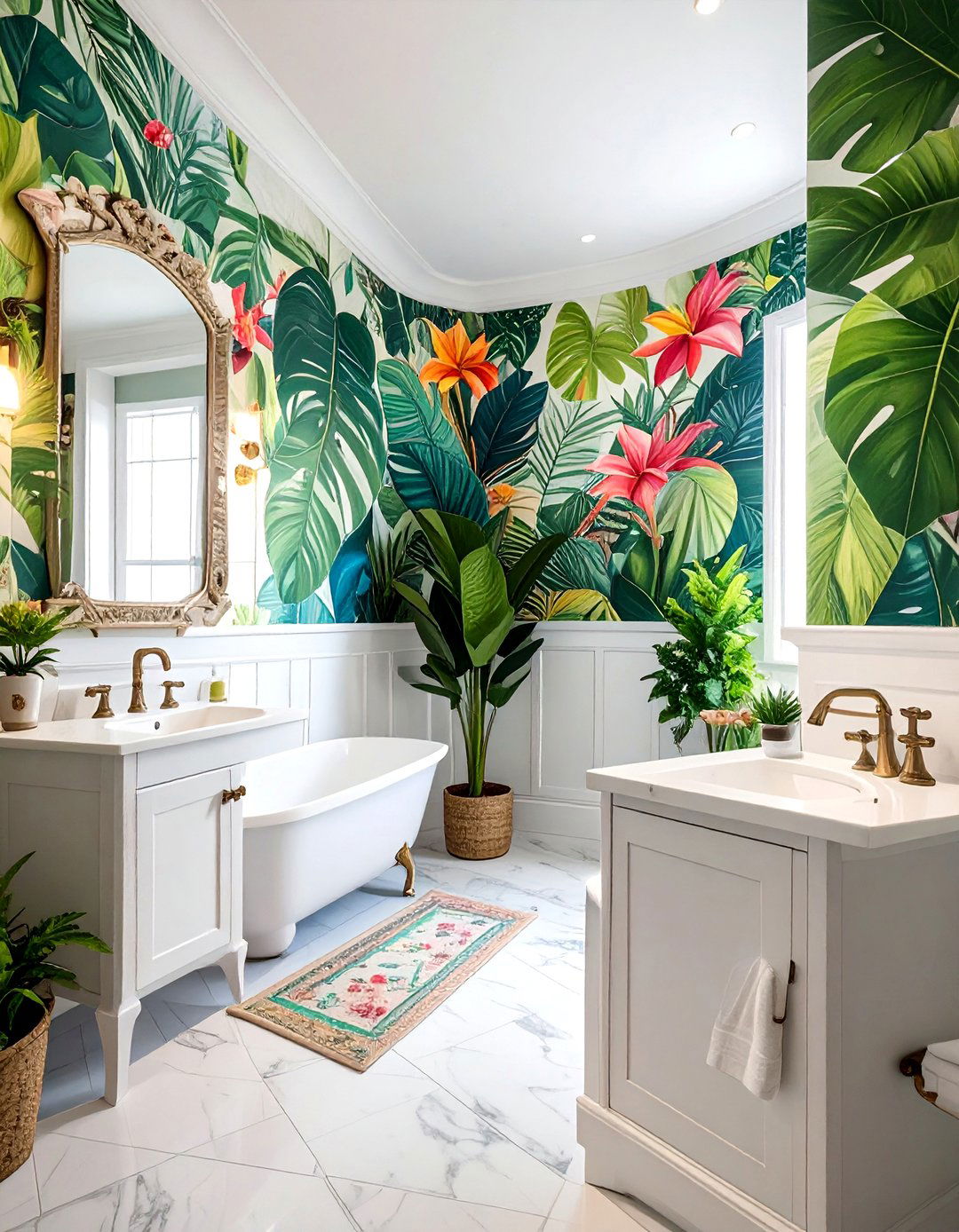 Botanical Wallpaper Bathroom - 30 chic bathroom ideas