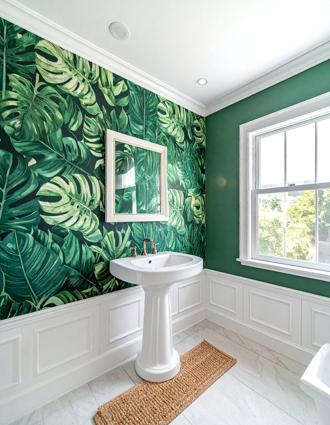 Botanical Wallpaper Bathroom - 30 emerald green bathroom ideas