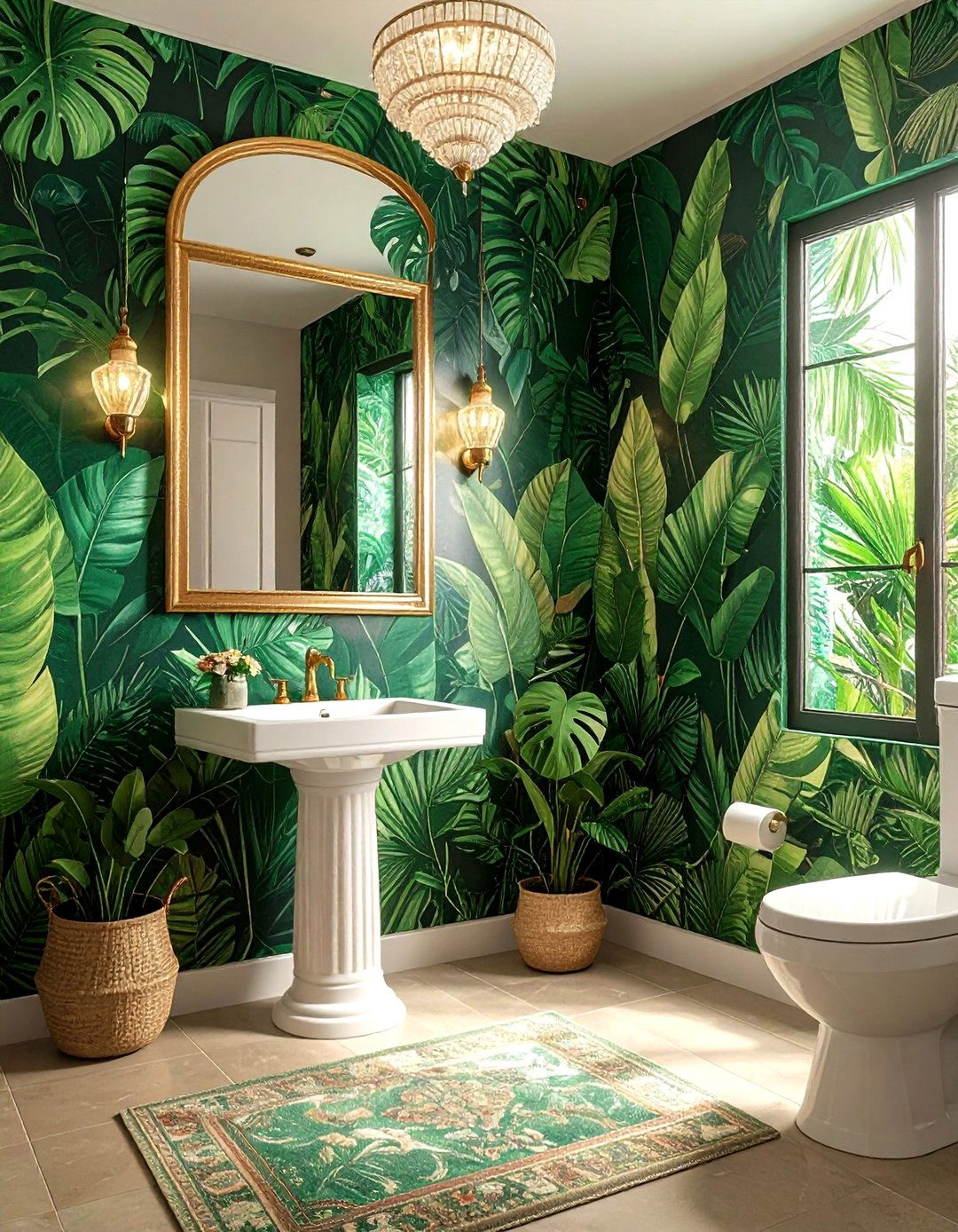 Botanical Wallpaper Powder Room - 30 one-of-a-kind bathroom ideas