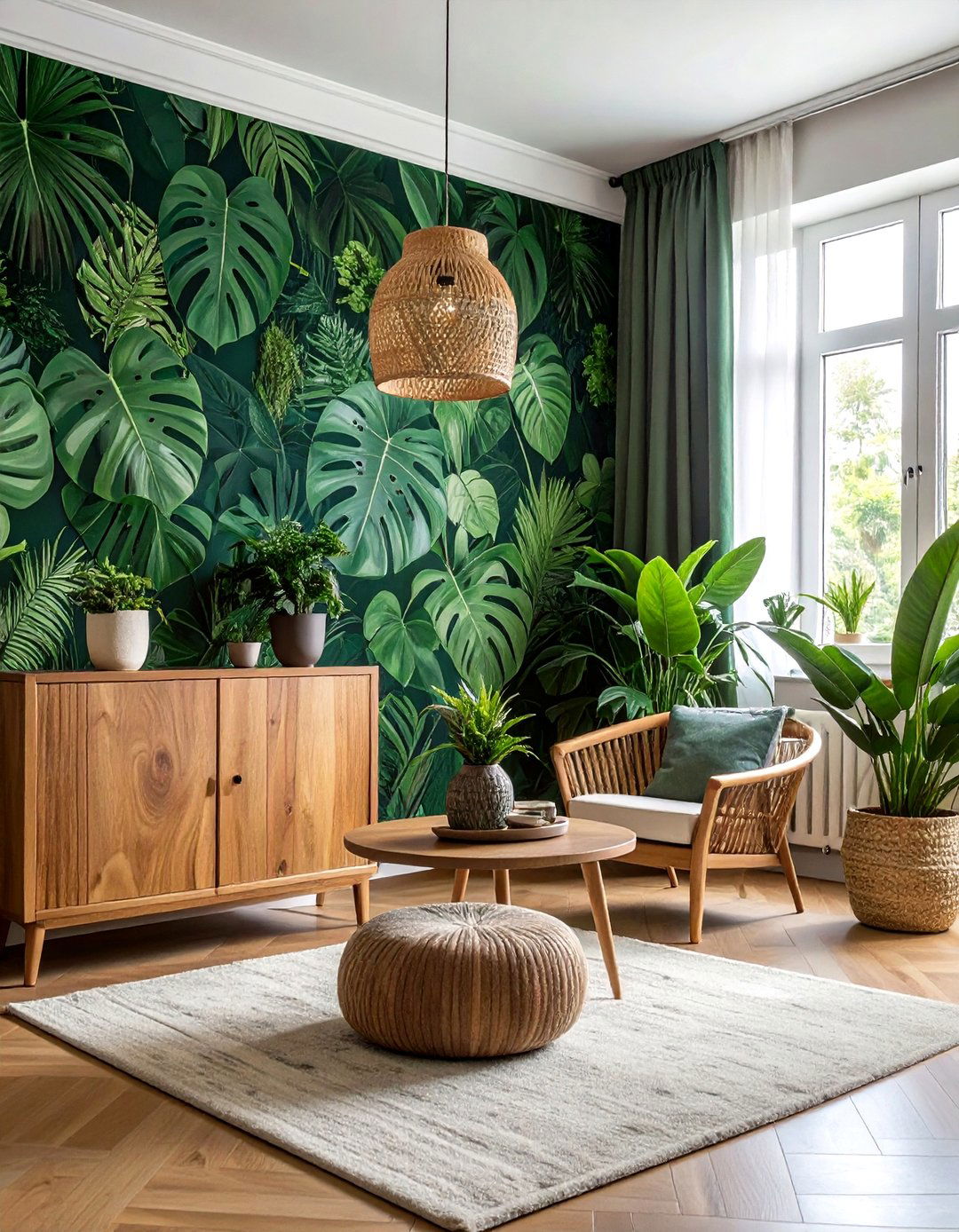 Botanical accent wall - 30 removable wallpaper ideas