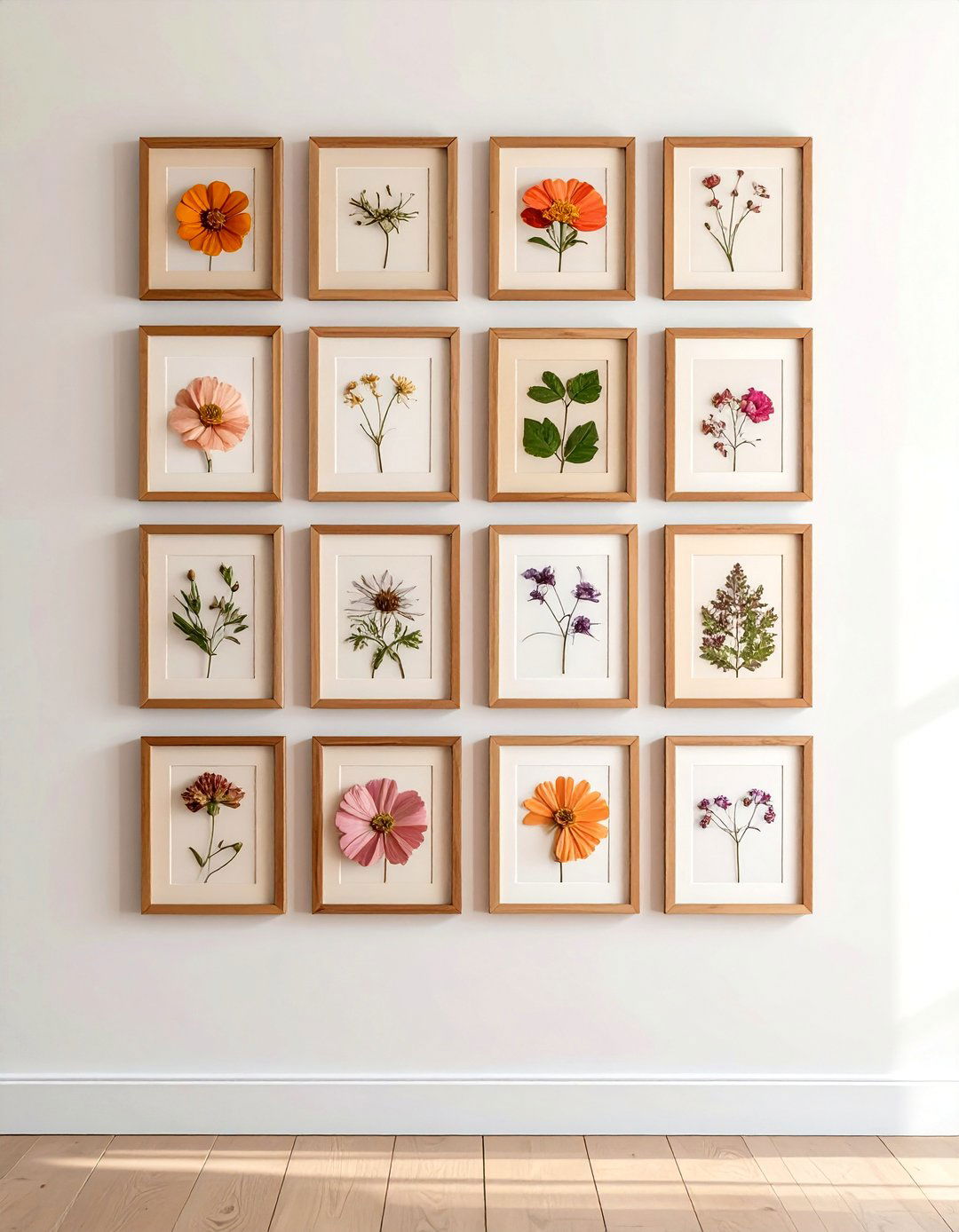 Botanical art gallery wall