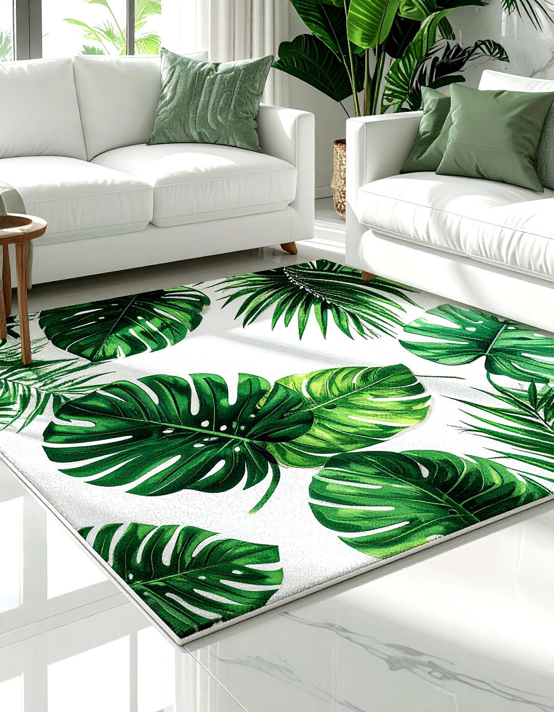 Botanical leaf rug - 30 bedroom rug ideas