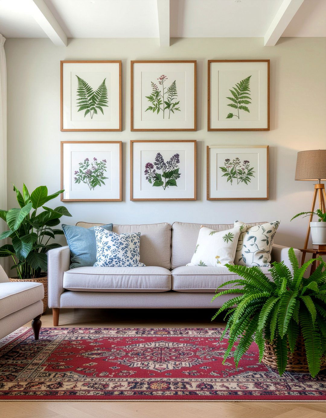 Botanical wall art living room - 30 cottage core living room ideas