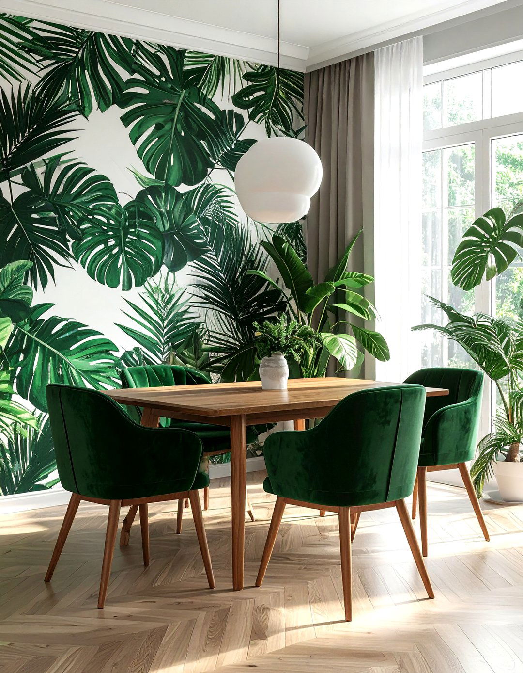 Botanical wallpaper dining room - 30 nature-inspired dining room ideas