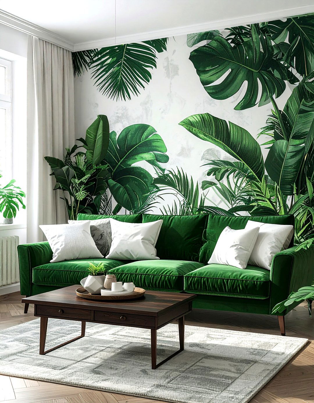 Botanical wallpaper living room - 30 garden-inspired decor ideas