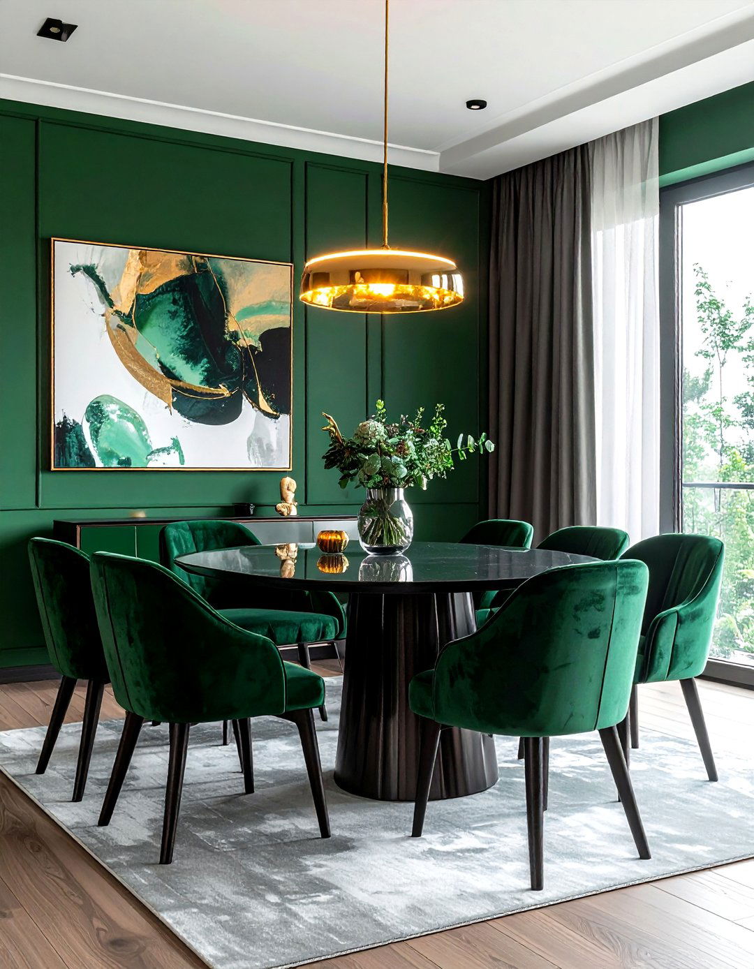 Bottle green dining room - 30 cool green dining room ideas