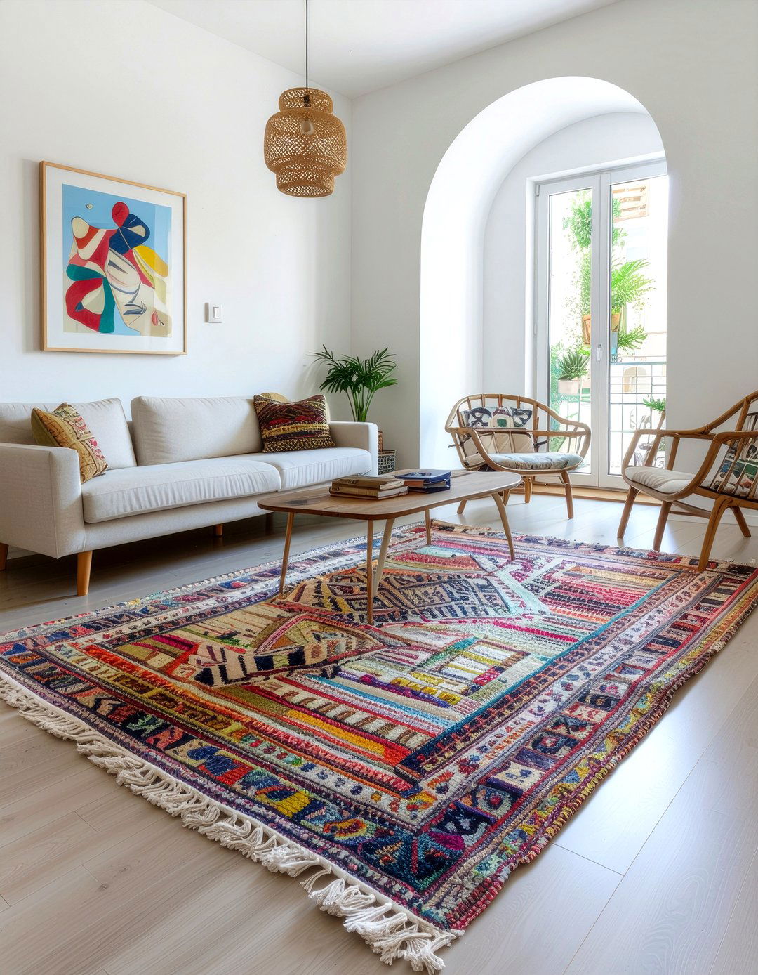 Boucherouite Rag Rug - 30 living room Moroccan furniture ideas