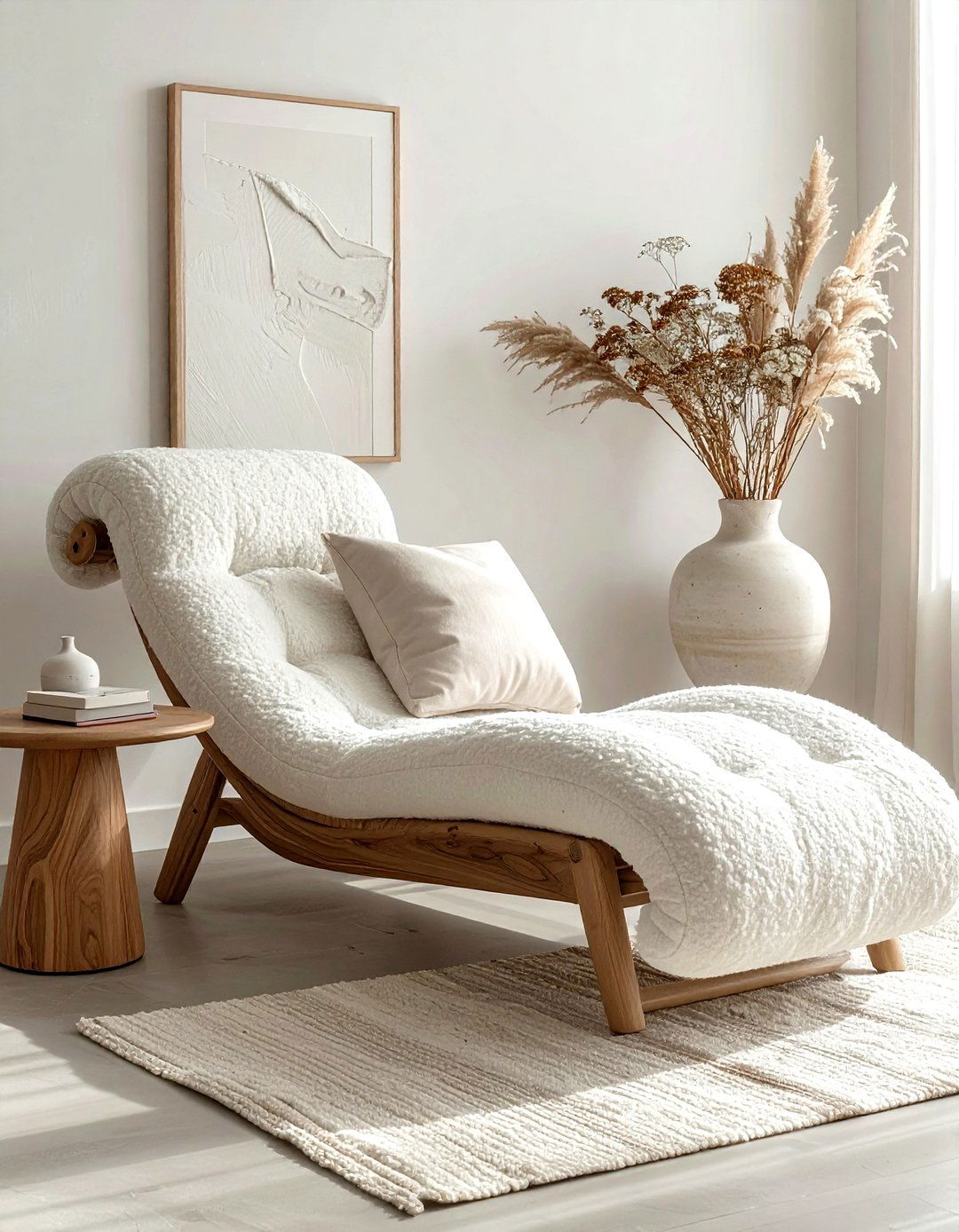 Boucle Chaise Lounge - 30 living room chaise lounge ideas