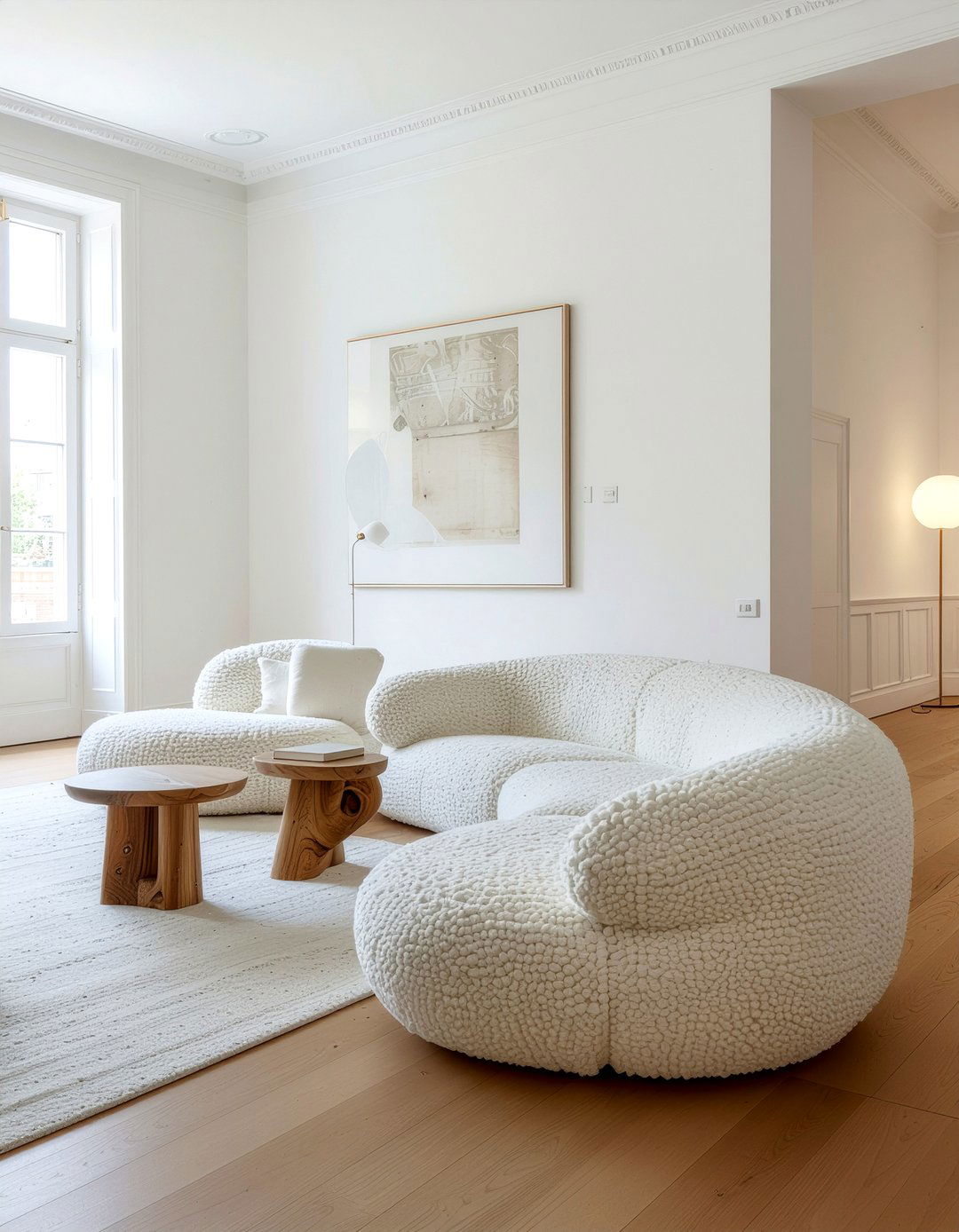 Boucle Curved Modular Seating - 30 living room modular seating ideas