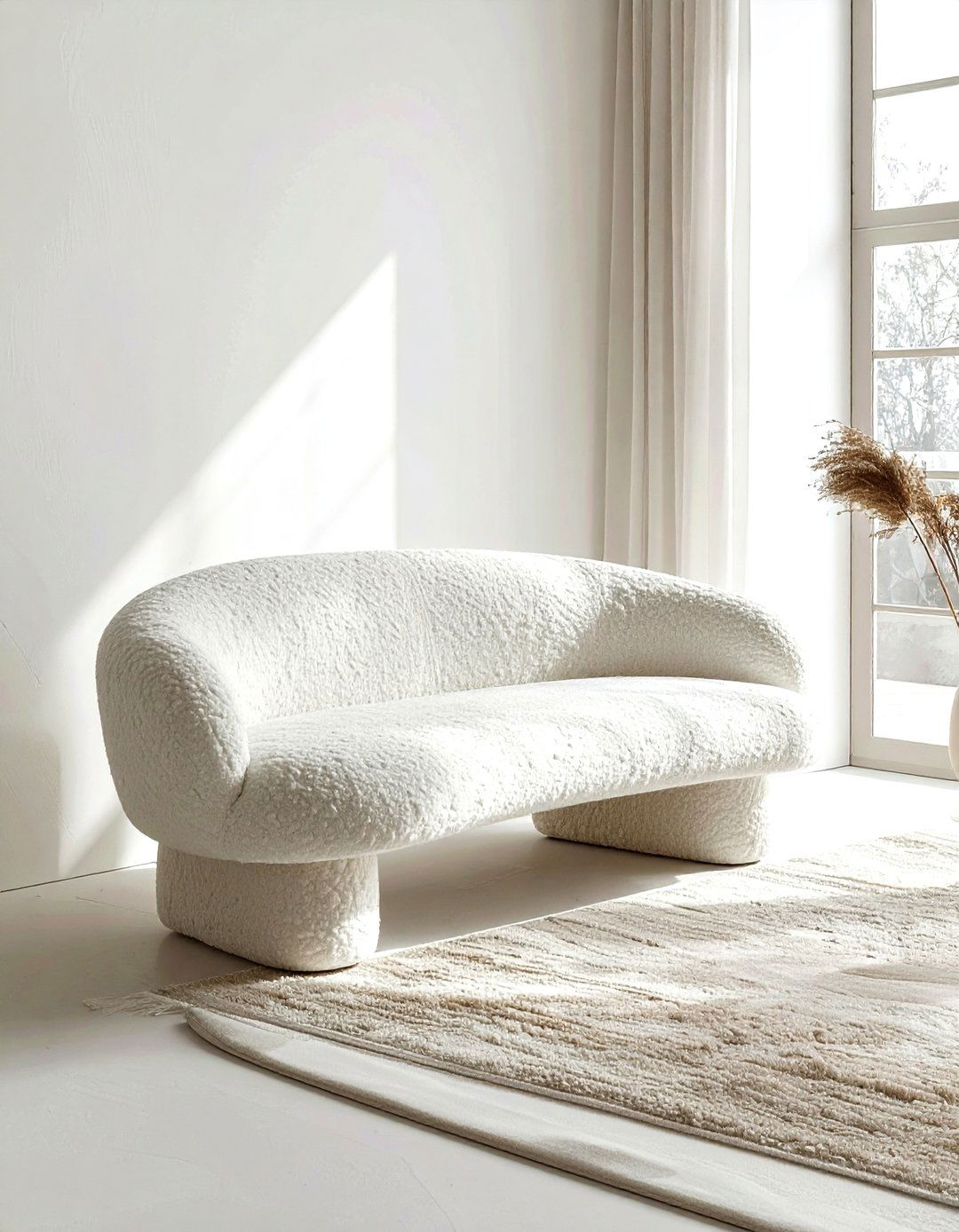 Boucle Fabric Bench - 30 living room bench seating