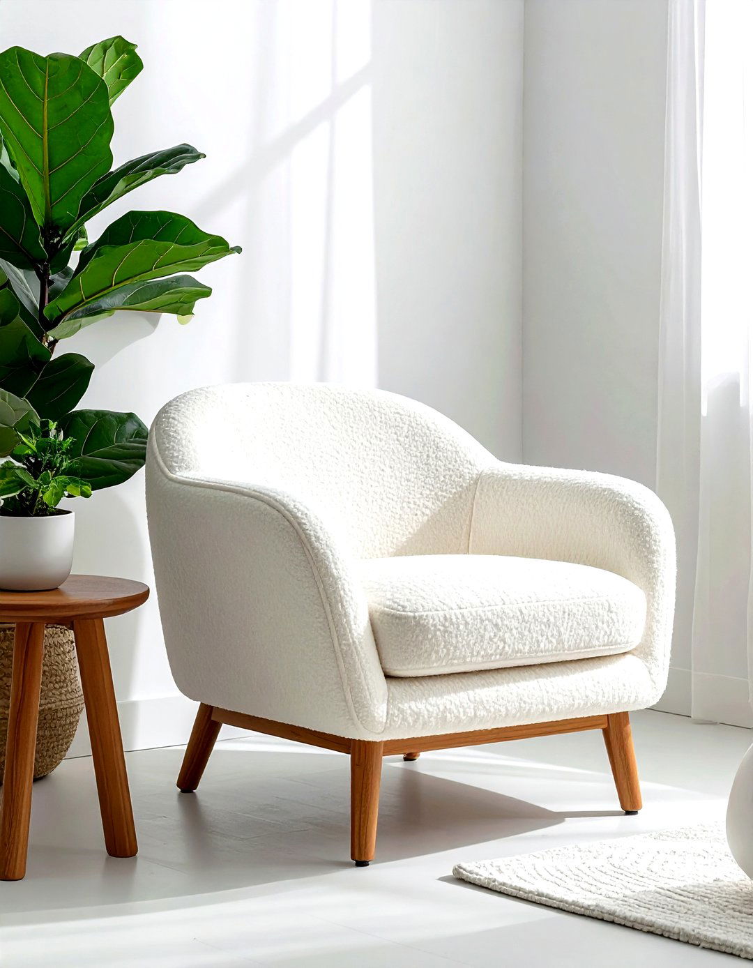 Boucle Slipper Chair - 30 living room slipper chair ideas