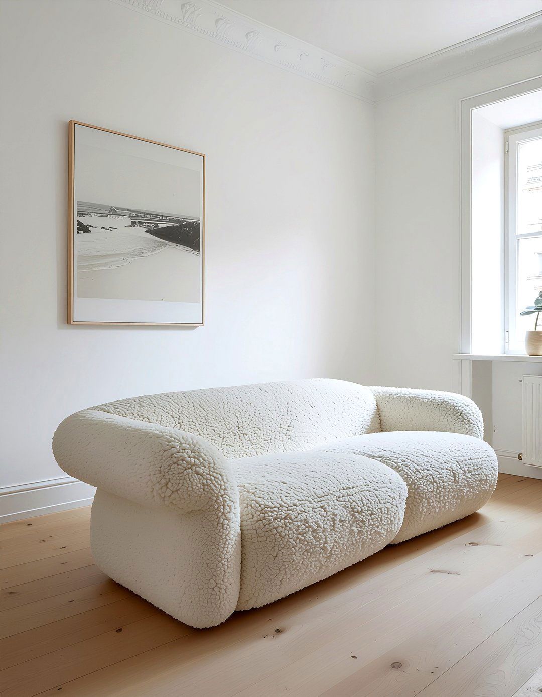 Boucle Sofa - 30 living room minimalist furniture ideas