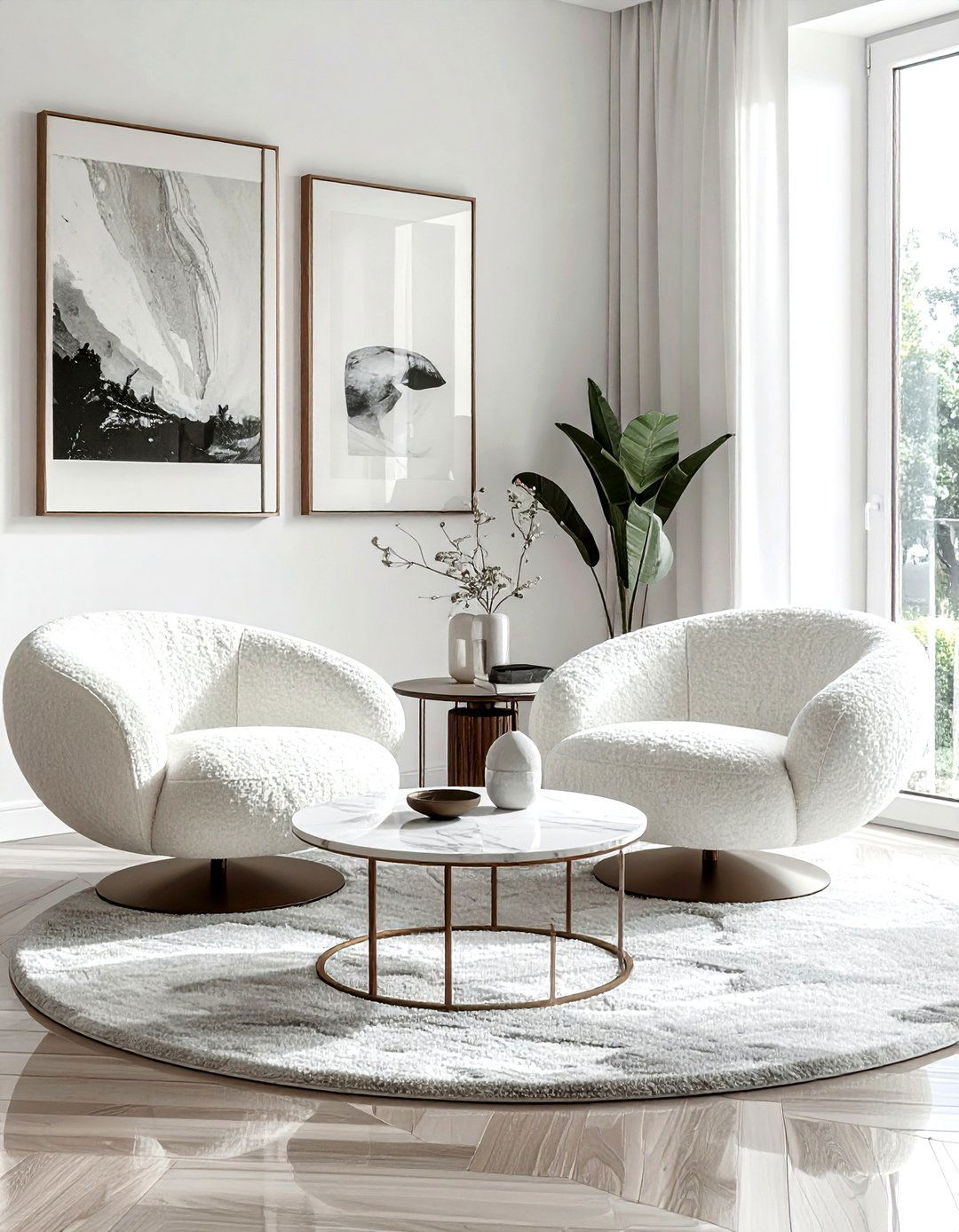 Boucle Swivel Chair - 30 living room luxury furniture ideas