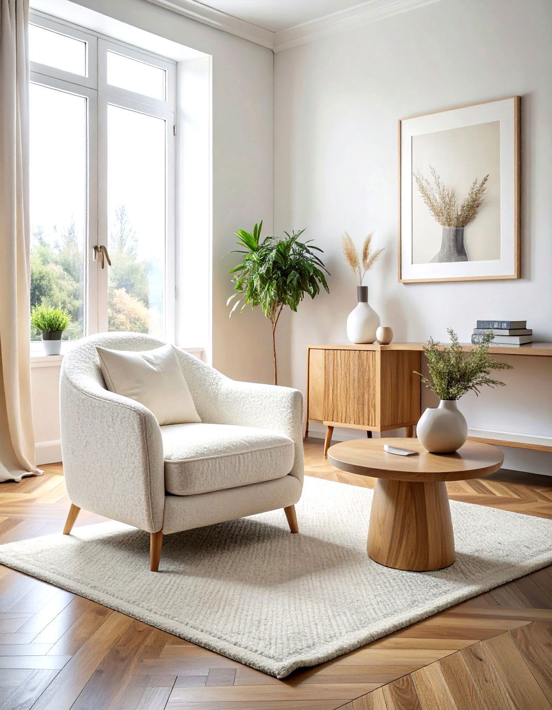 Boucle accent chair - 30 living room reading chair ideas