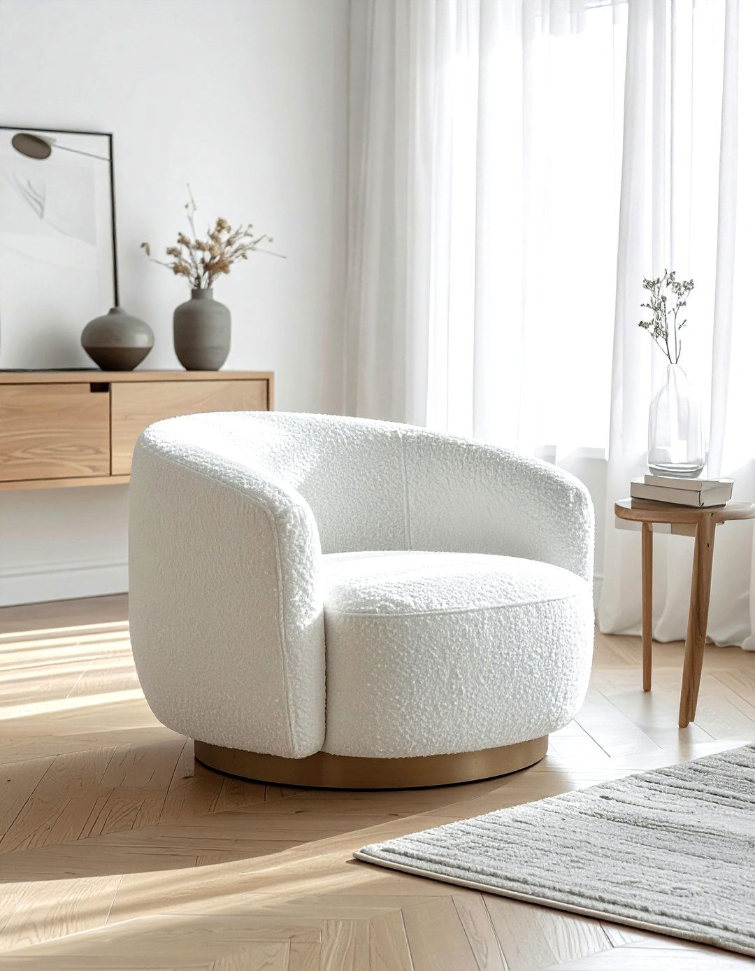 Boucle barrel chair - 30 living room side chair ideas