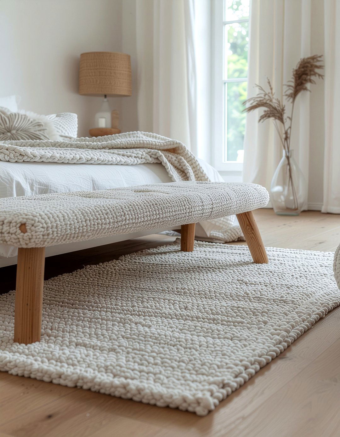 Boucle bench - 30 bedroom end of bed benches