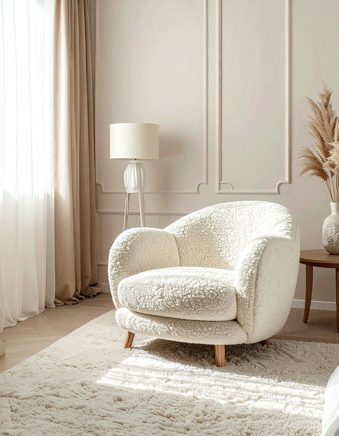 Boucle chair cream bedroom - 30 contemporary cream bedroom ideas