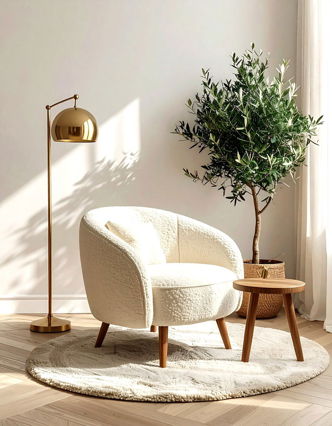 Boucle swivel chair - 30 living room swivel chairs